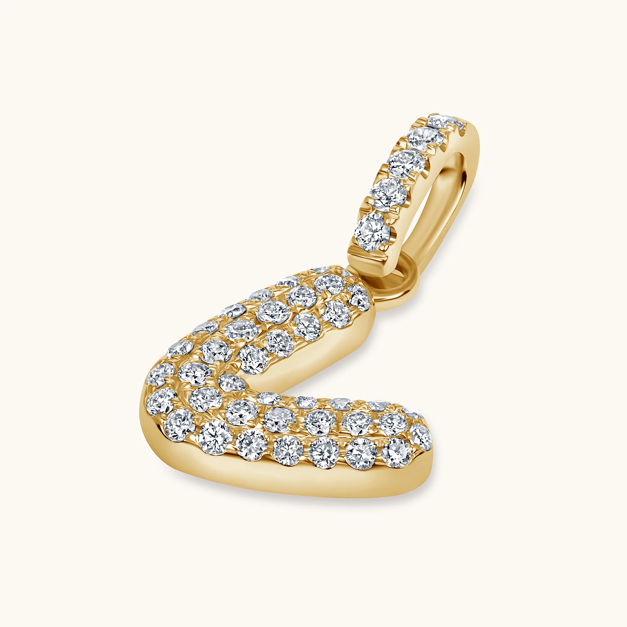 Pave Diamond Bubble Initial Pendant - Image 48