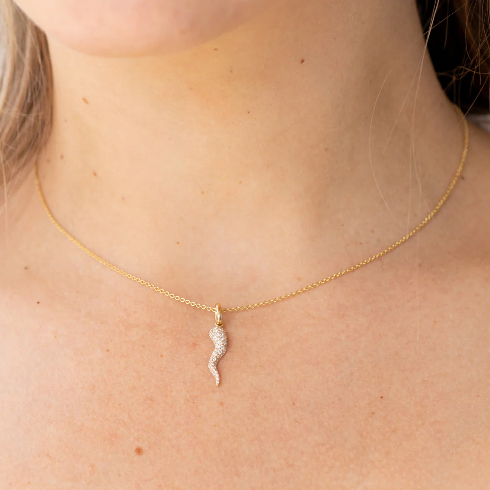 Pave Diamond Cornicello Pendant - Image 4