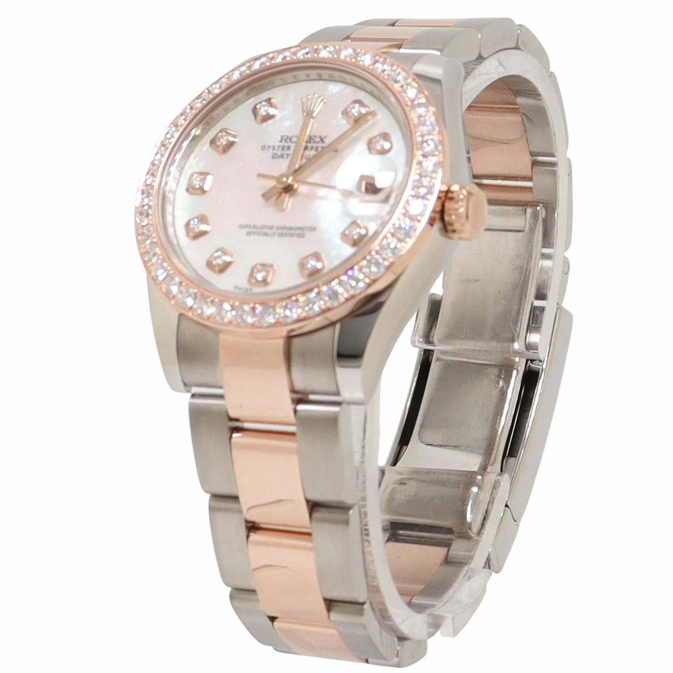 Rolex Datejust 31mm Everose Gold & Stainless Steel Custom White MOP Diamond Dial Watch Reference# 178241 - Image 2