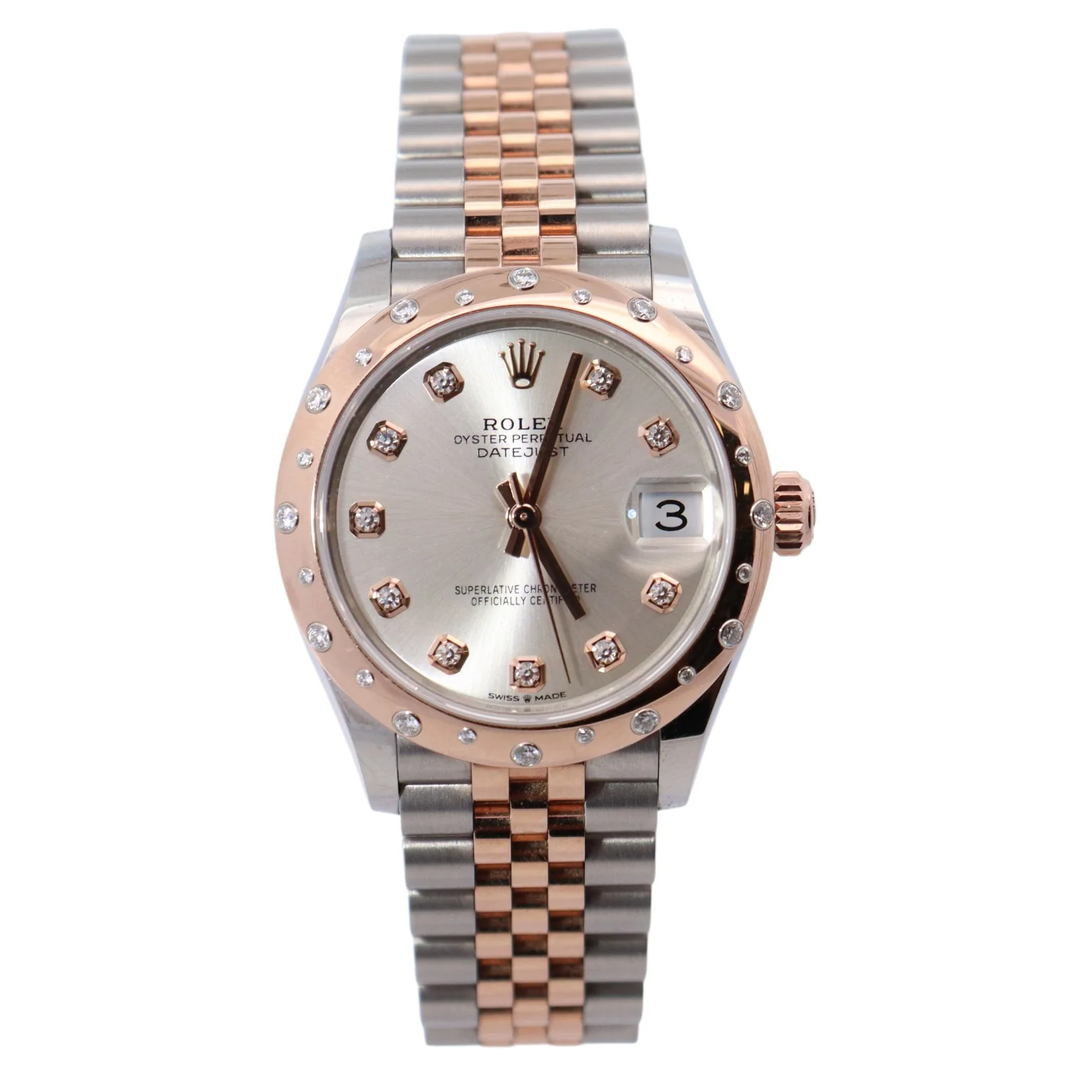 Rolex Datejust 31mm Silver Diamond Dial Watch Ref# 278341RBR