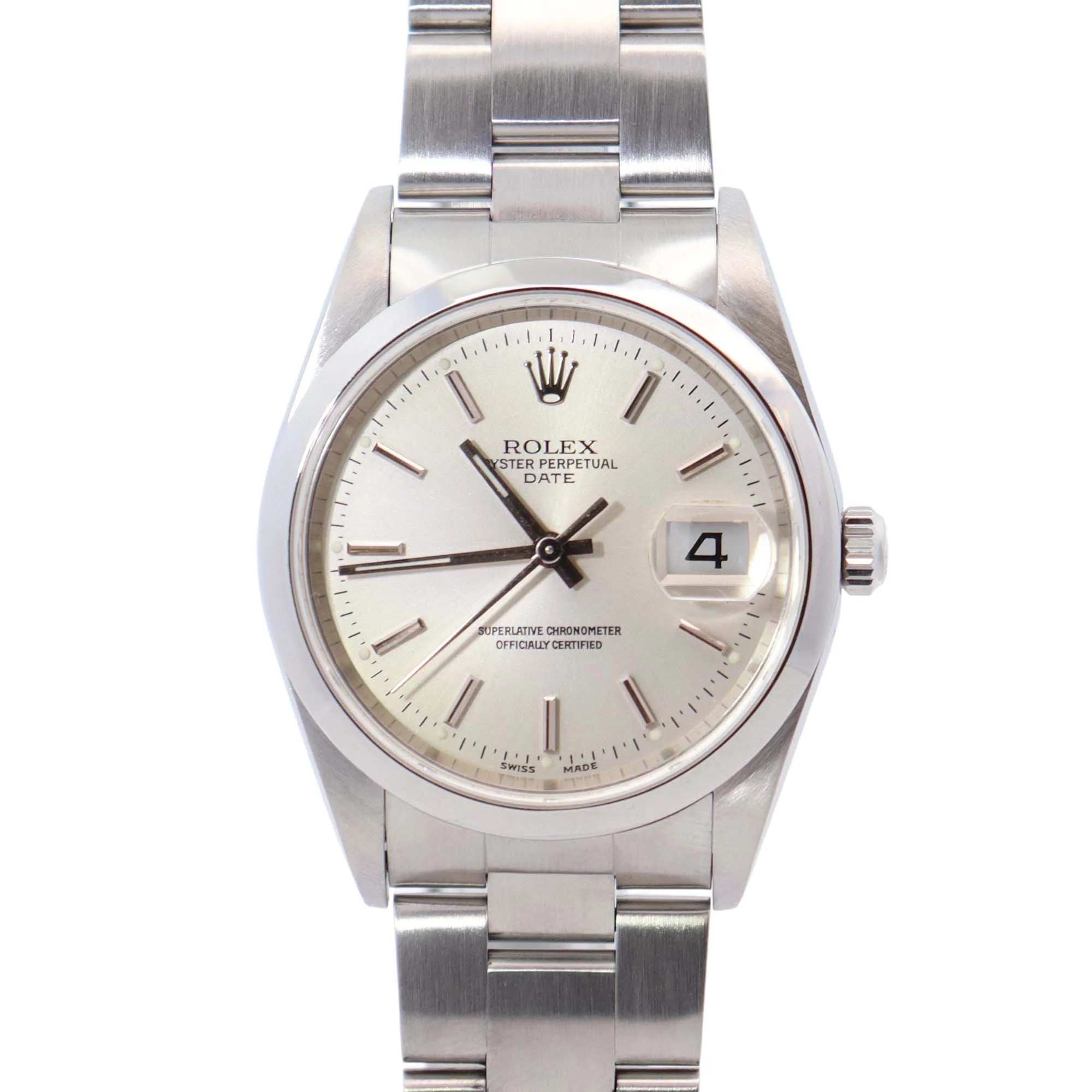 Rolex Oyster Perpetual 34mm Silver Dial Watch Ref# 15200