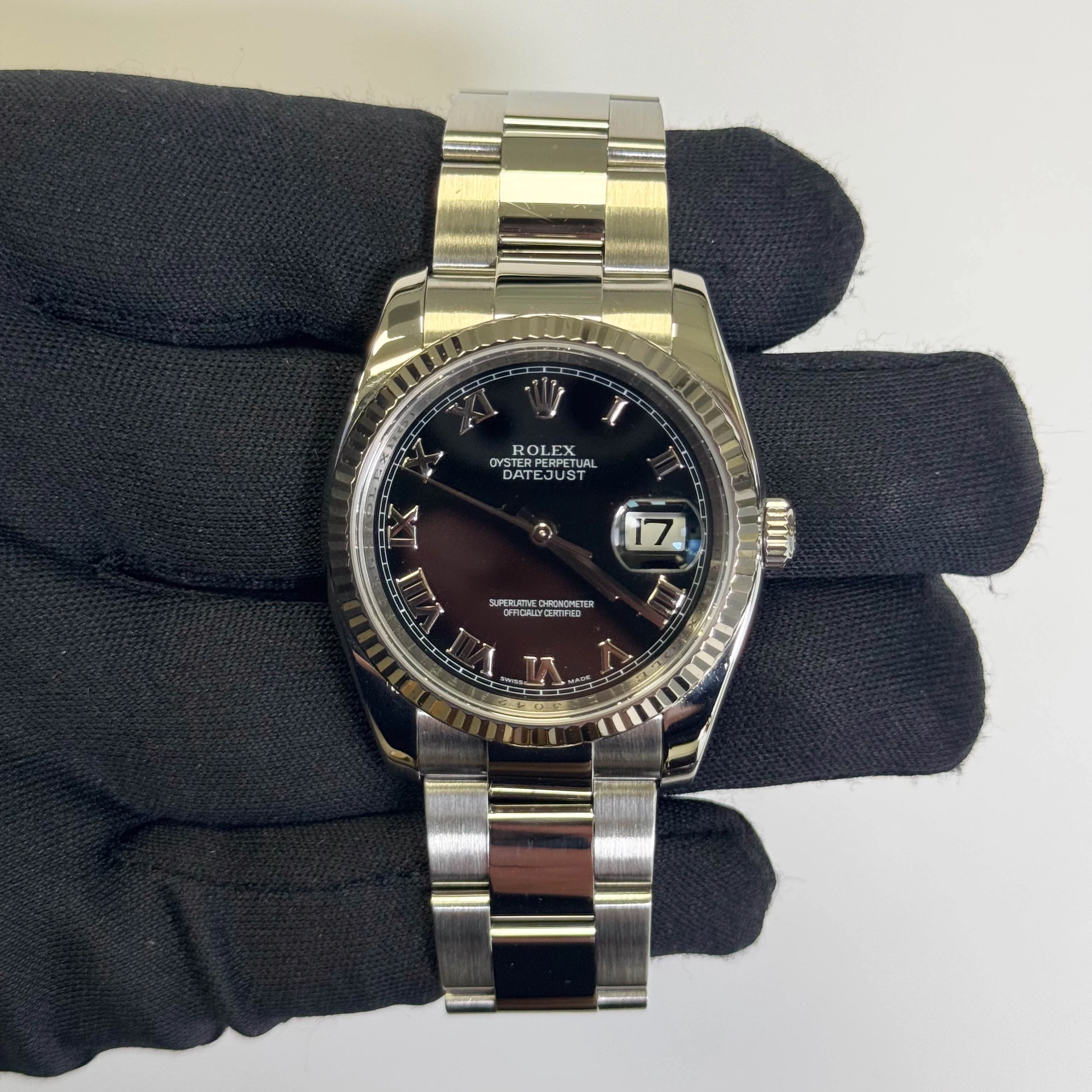 Rolex Datejust 36mm Black Roman Dial Watch Ref# 116234 - Image 2