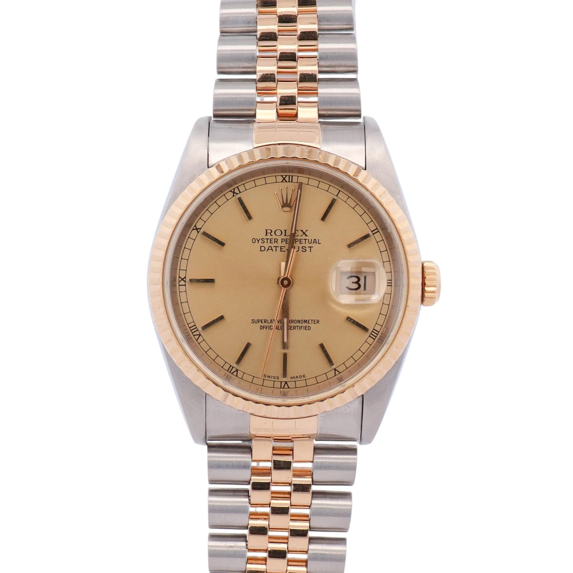 Rolex Datejust 36mm Champagne Dial Watch Ref# 16233