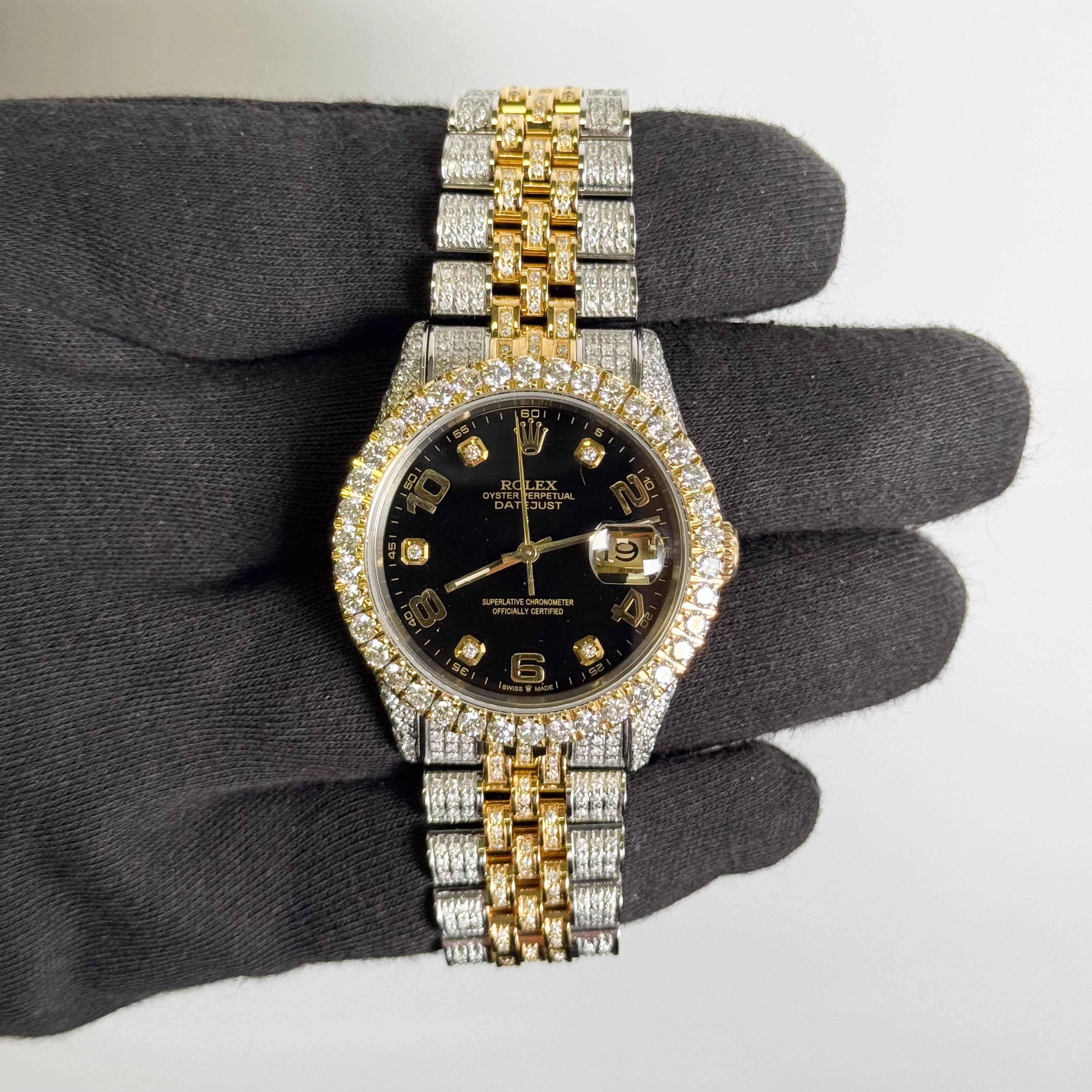 Rolex Datejust 36mm Iced Out Black Dial Watch Ref# 16233 - Image 2