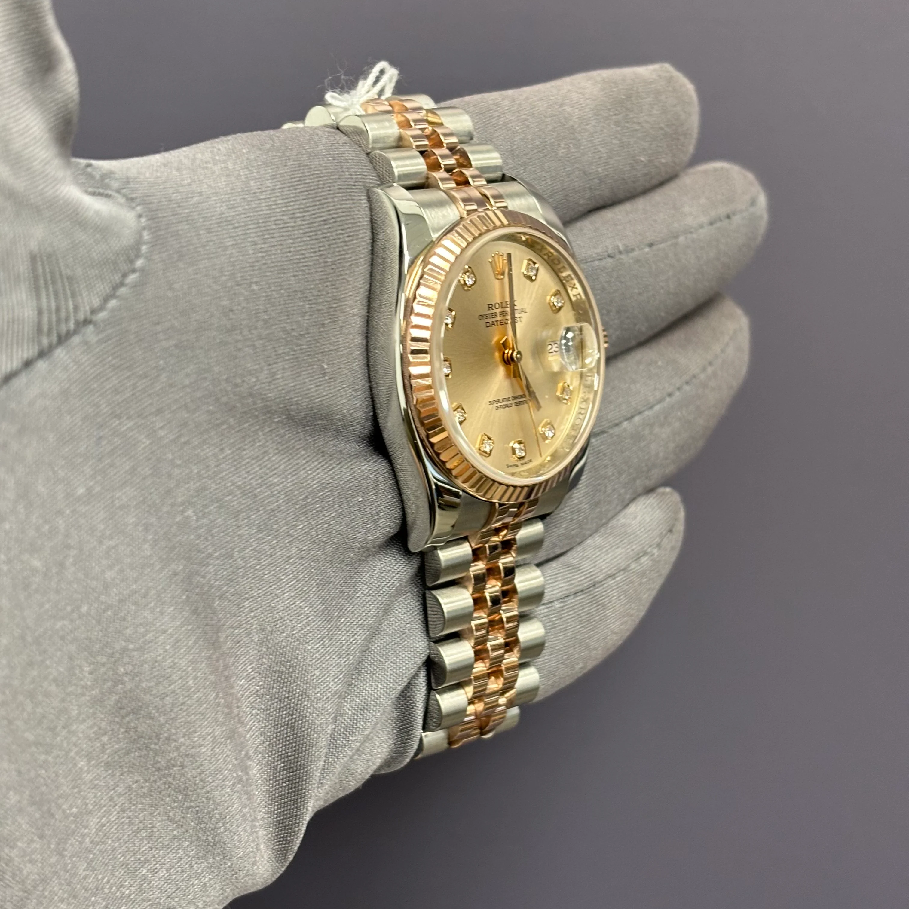 Rolex Datejust 36mm Rose Gold & Stainless Steel Pink Dial Ref# 116231 - Image 3