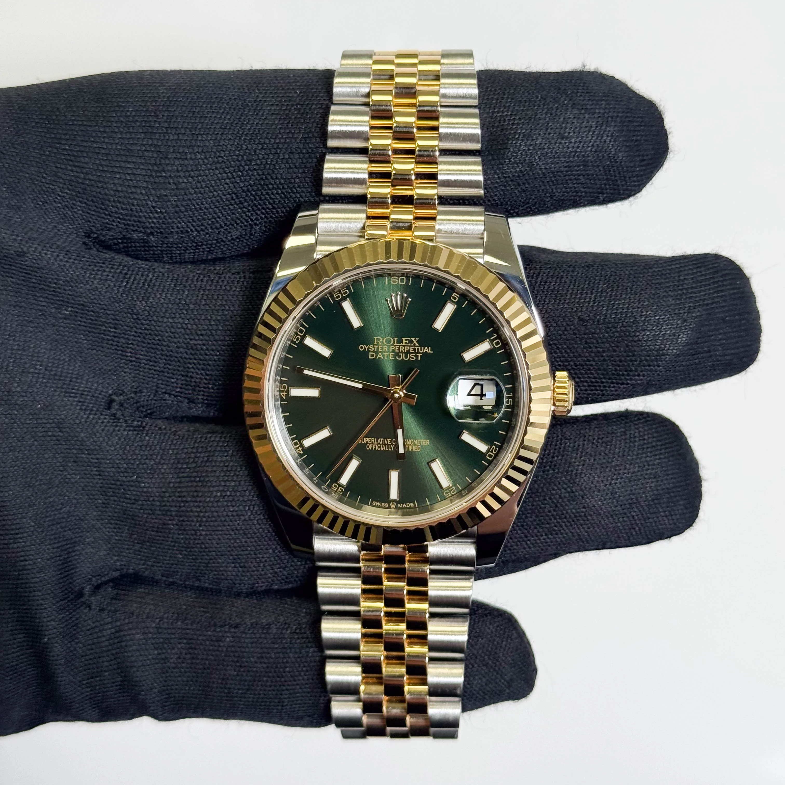 Rolex Datejust 41mm Custom Green Dial Watch Ref# 126333 - Image 2