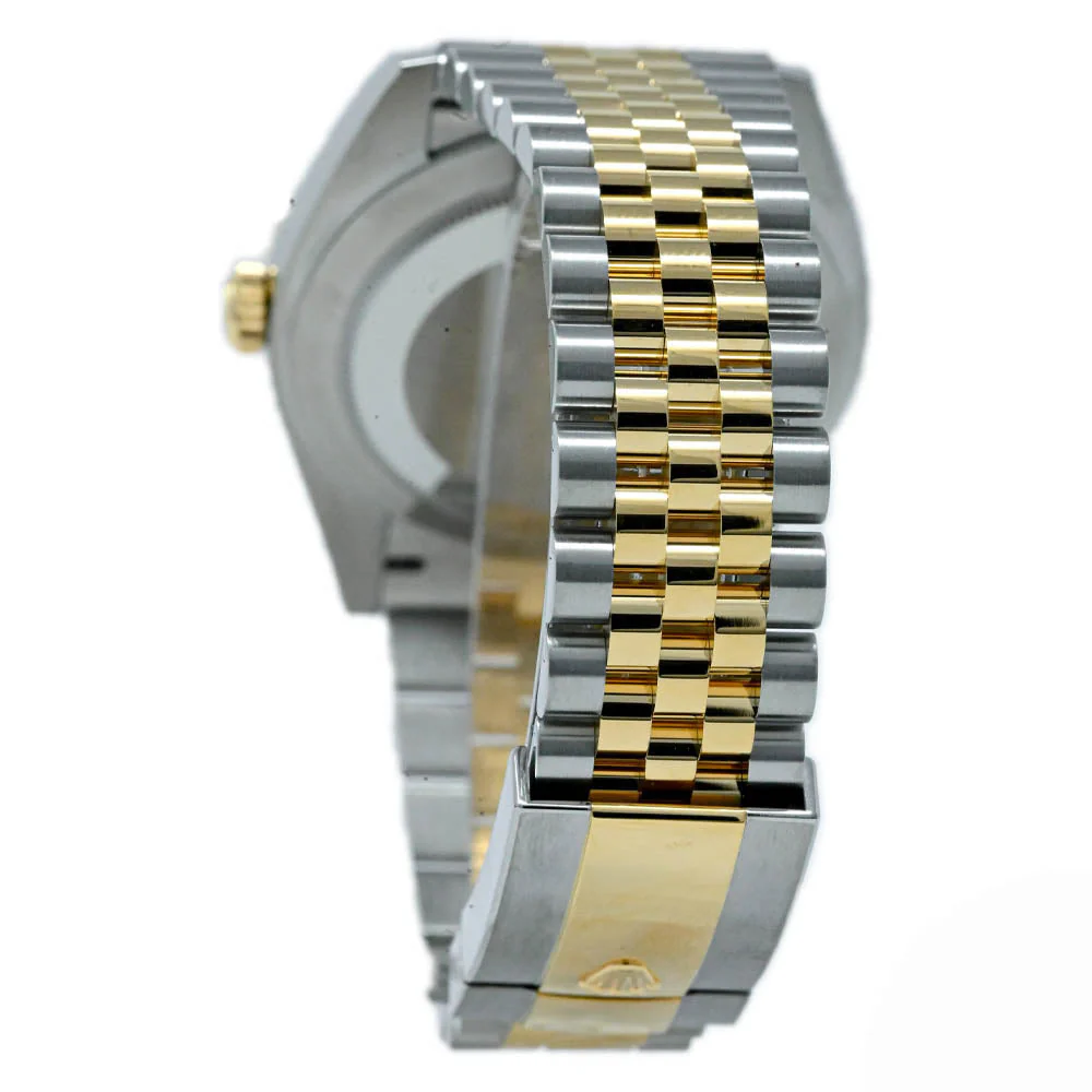 Rolex Datejust 41mm Two Tone Yellow Gold and Stainless Steel Black Stick Dial Watch - Image 3