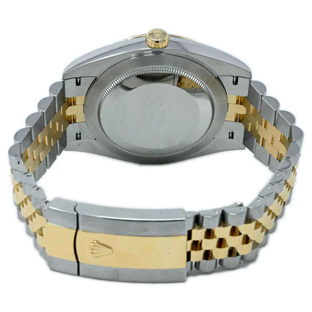Rolex Datejust 41mm Two Tone Yellow Gold and Stainless Steel Black Stick Dial Watch - Image 4