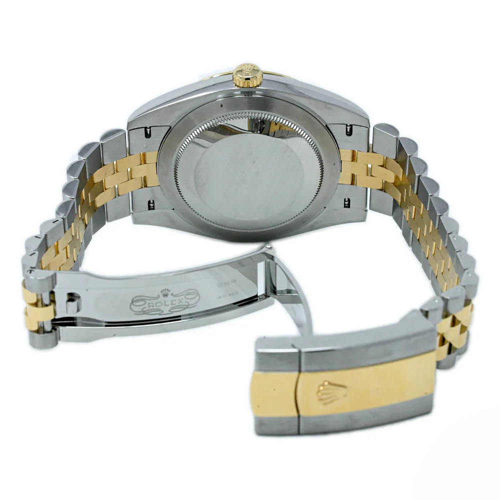 Rolex Datejust 41mm Two Tone Yellow Gold and Stainless Steel Black Stick Dial Watch - Image 5
