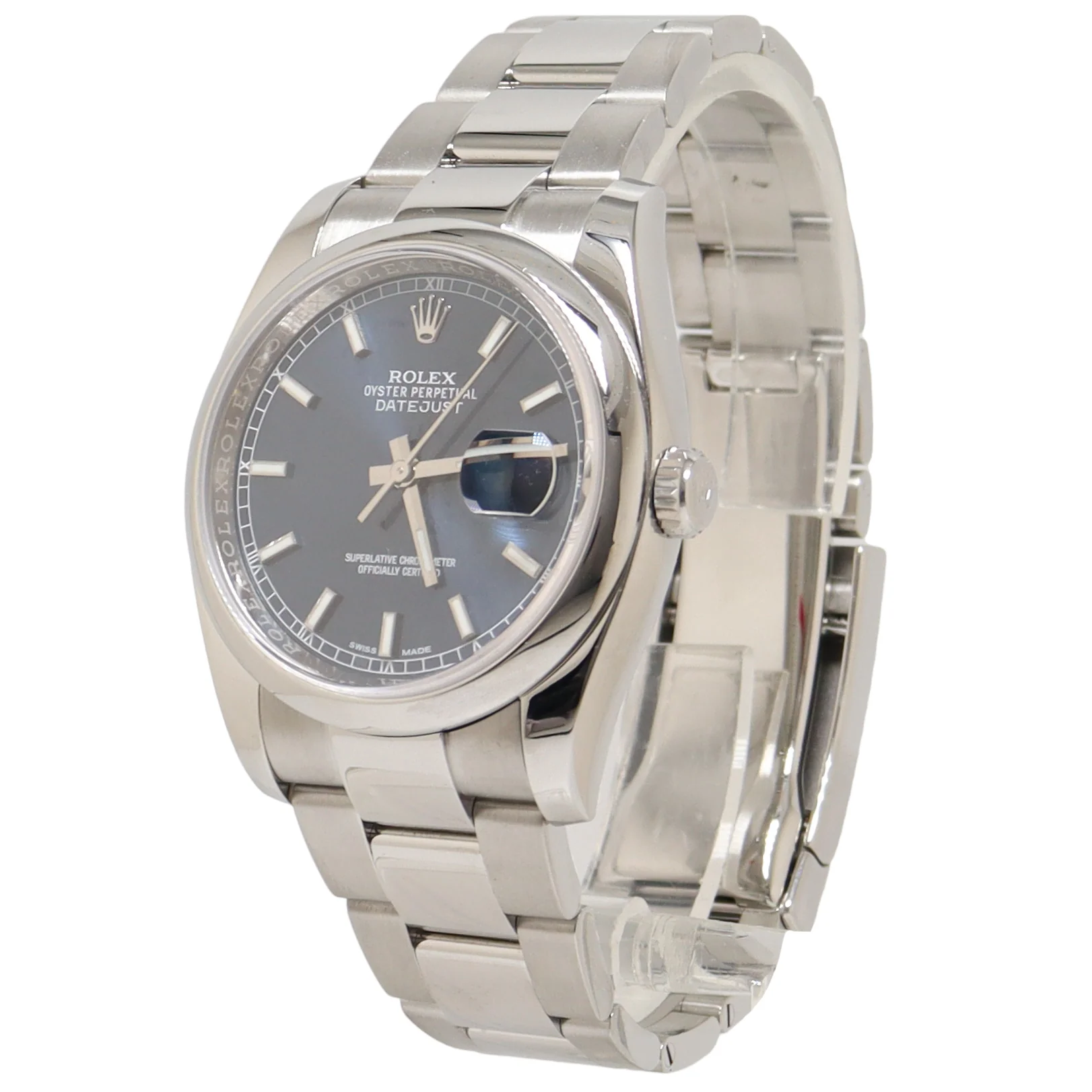 Rolex Datejust Stainless Steel 36mm Blue Stick Dial Watch Reference#: 116200 - Image 2