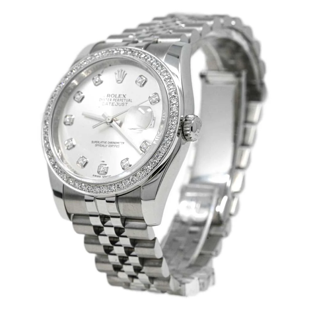 Rolex Datejust Stainless Steel 36mm Silver Diamond Dial Watch Reference #: 116234 - Image 2