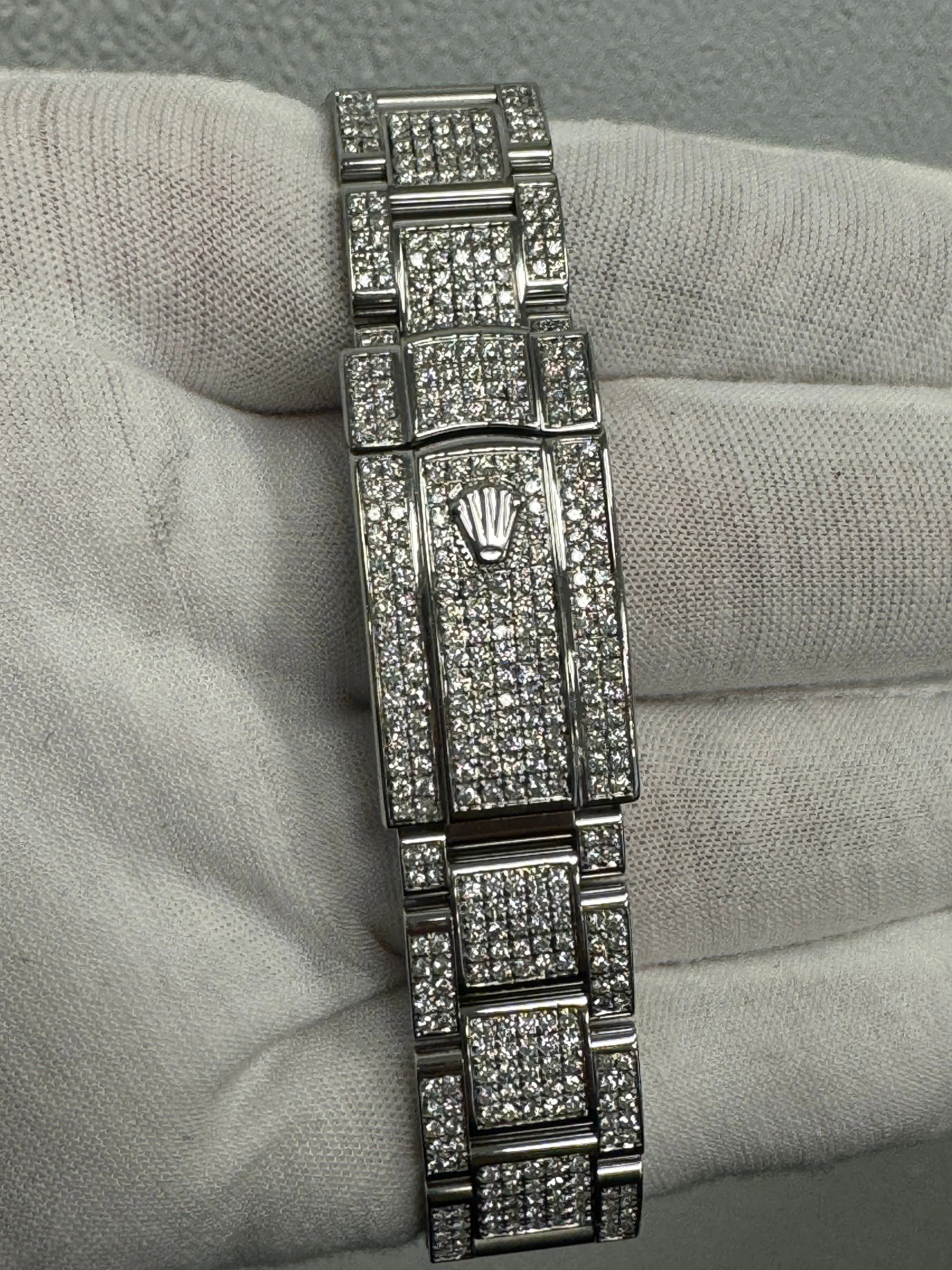 Rolex Datejust Stainless Steel Custom "ICED OUT" 41mm Silver Arabic Dial Watch Reference #: 116300 - Image 4