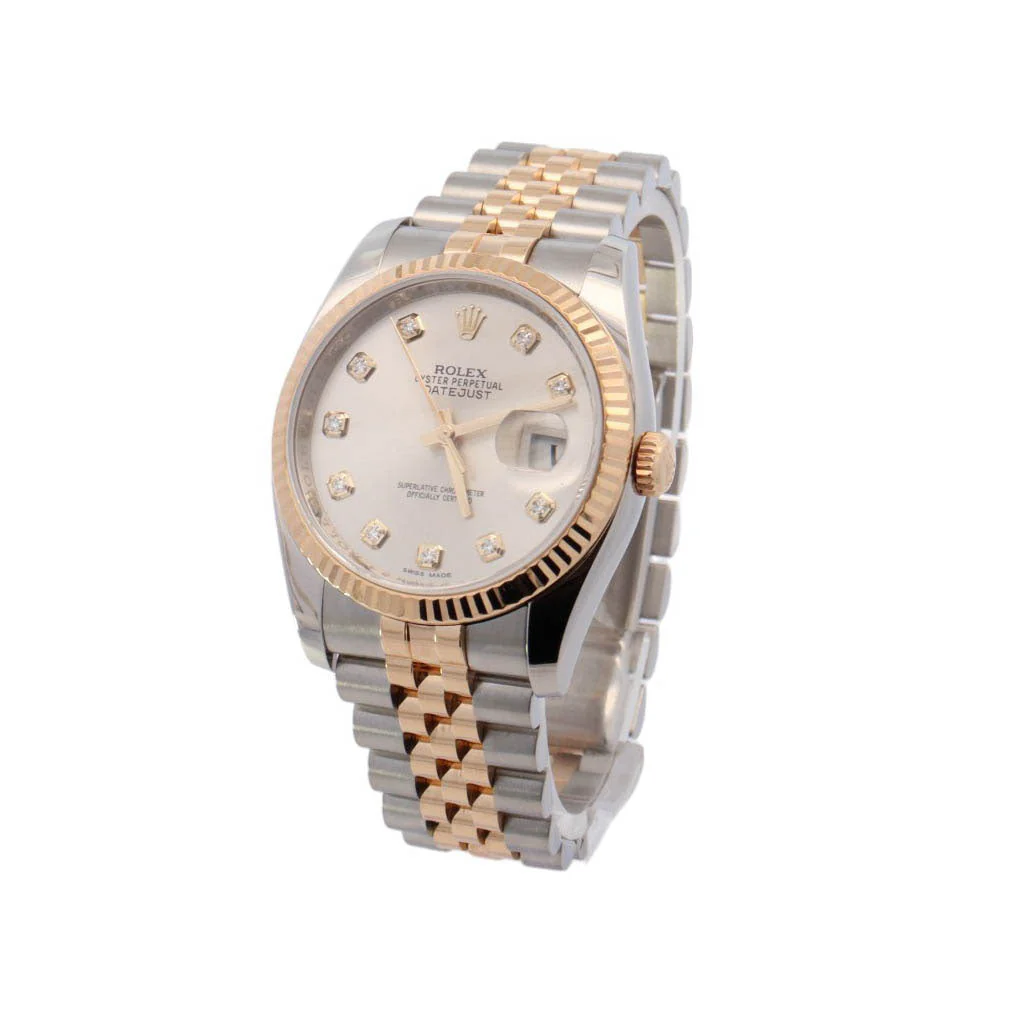 Rolex Datejust Two Tone Yellow Gold & Steel 36mm Silver Diamond Dial Watch Reference #: 116233 - Image 2