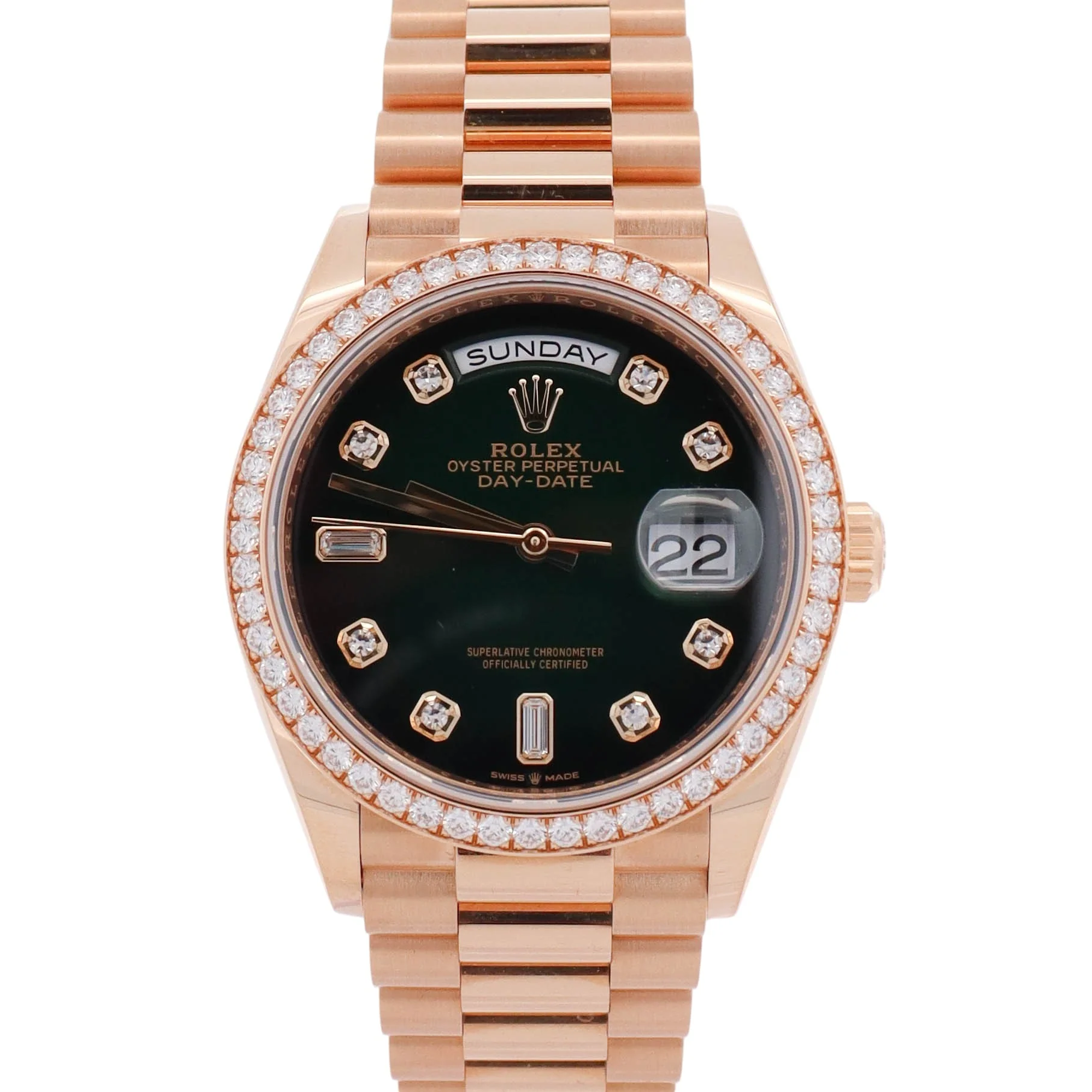 Rolex Day-Date 36 mm Green Ombre Dial Watch Ref# 128348RBR