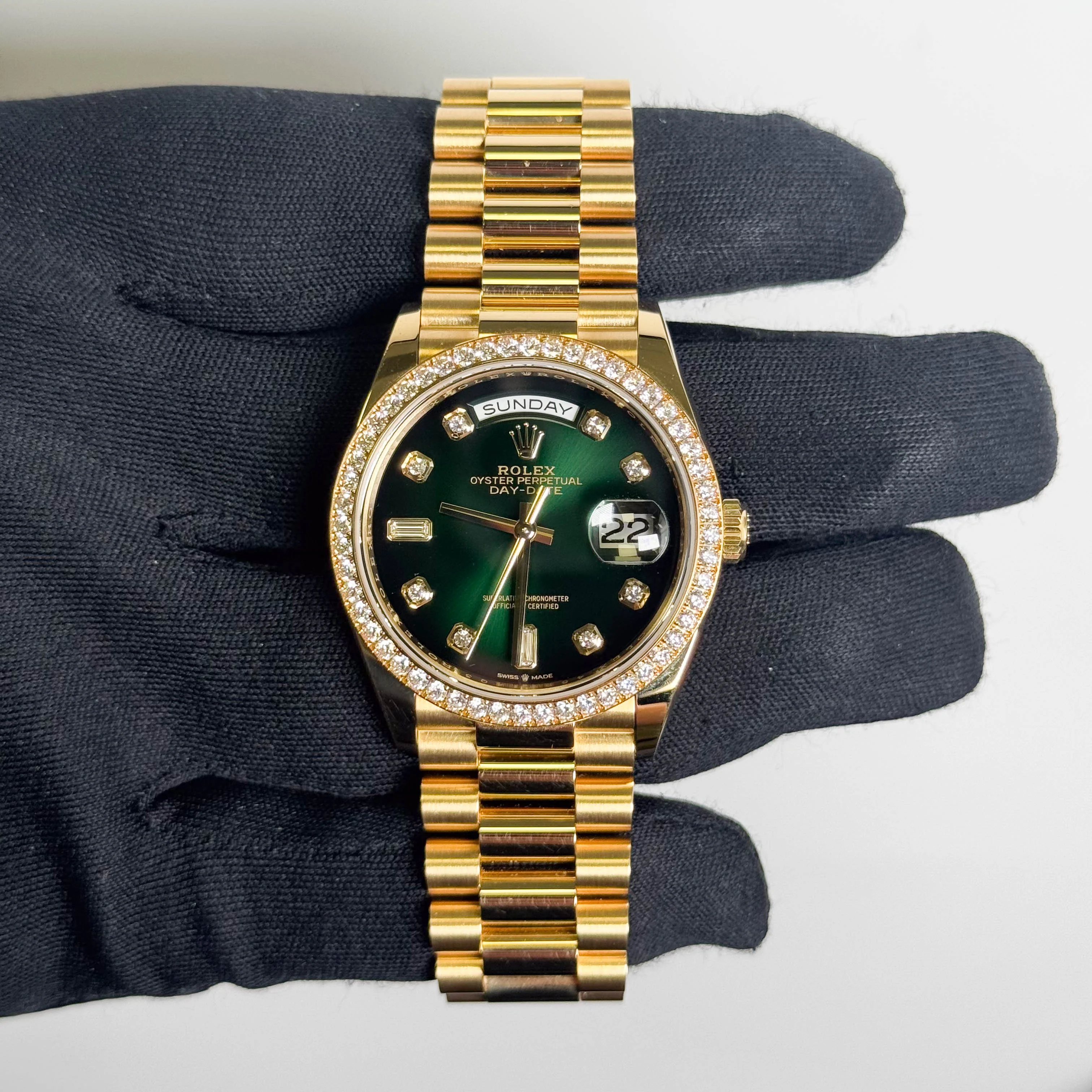 Rolex Day-Date 36 mm Green Ombre Dial Watch Ref# 128348RBR - Image 2