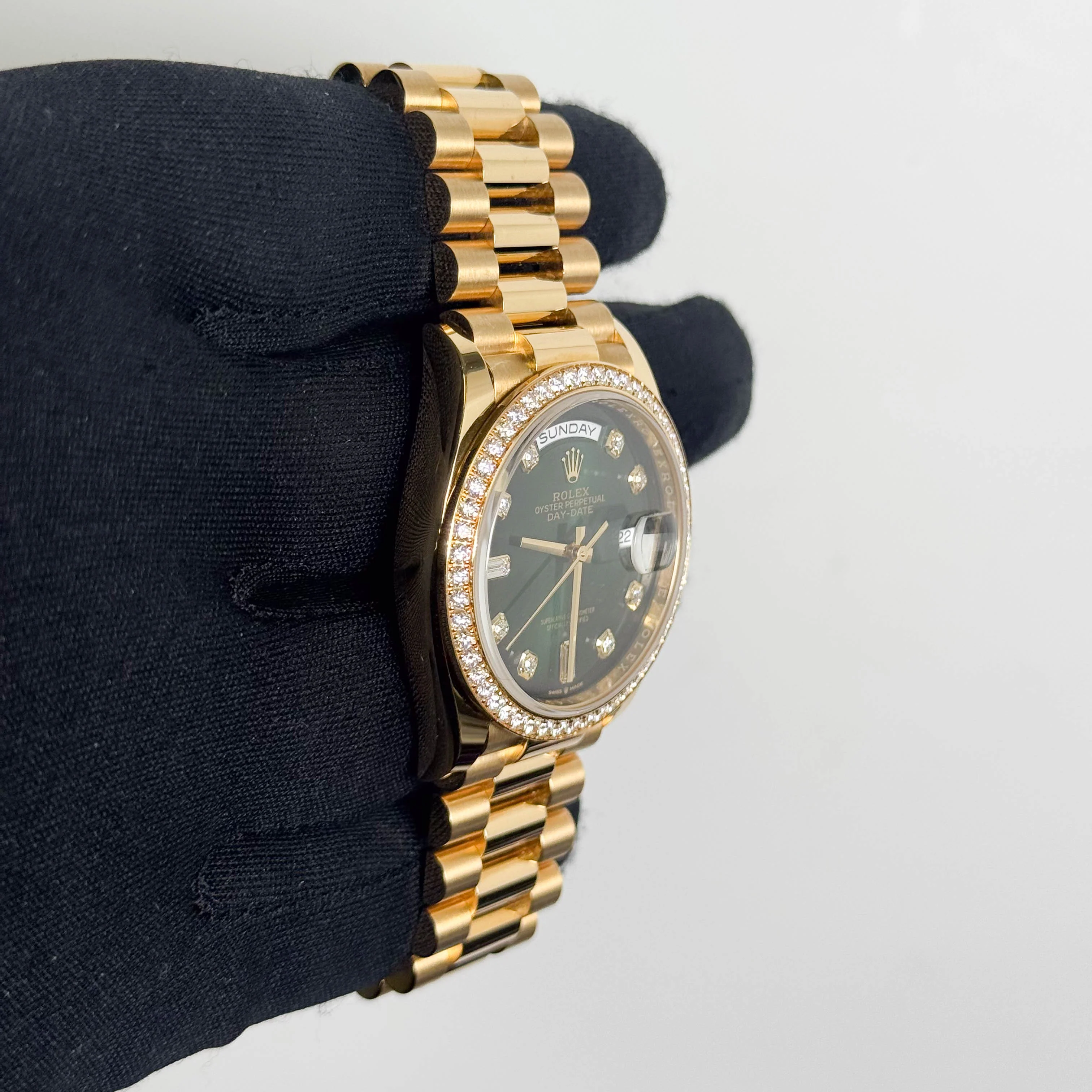 Rolex Day-Date 36 mm Green Ombre Dial Watch Ref# 128348RBR - Image 3