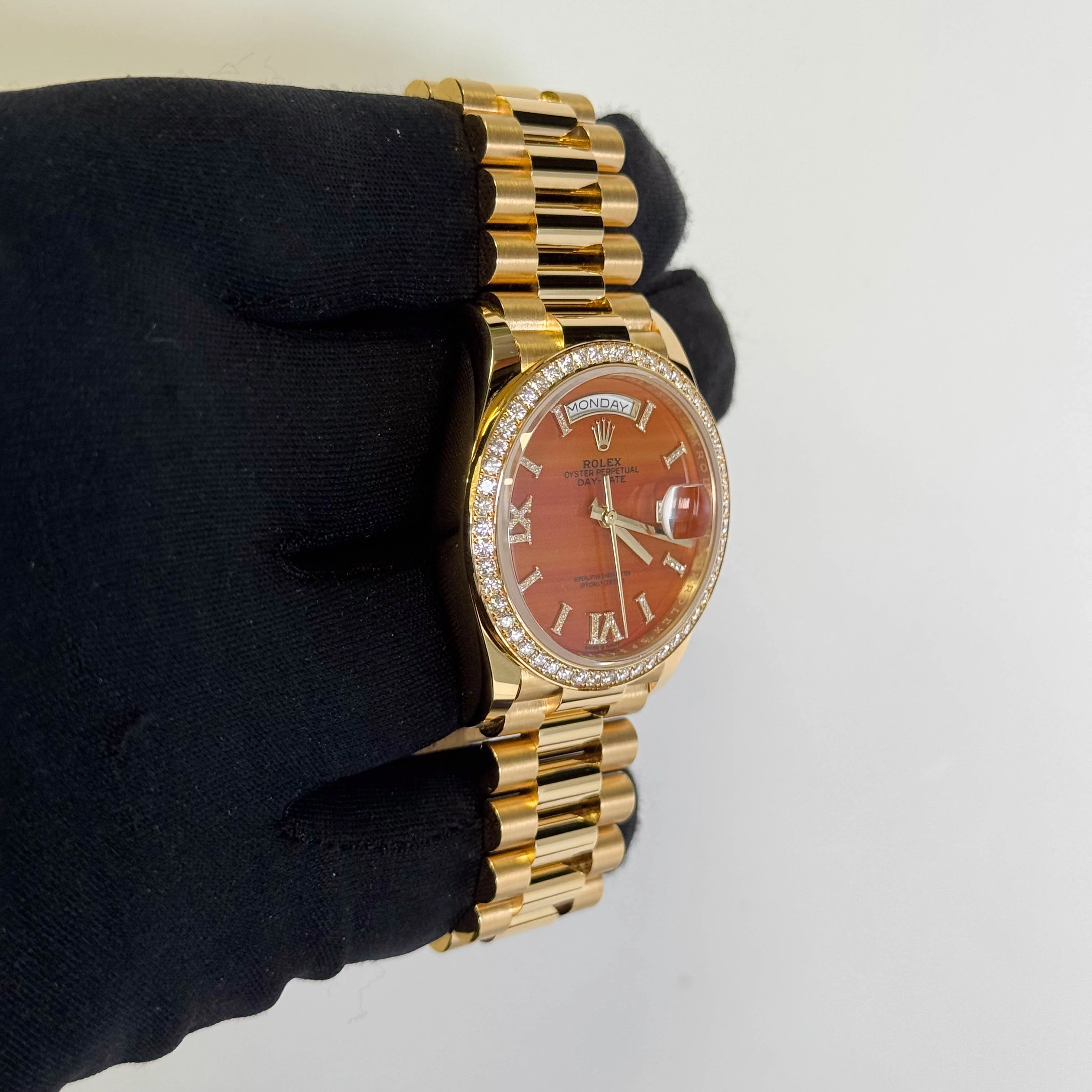 Rolex Day-Date 36mm Carnelian Dial Watch Ref# 128348RBR - Image 3