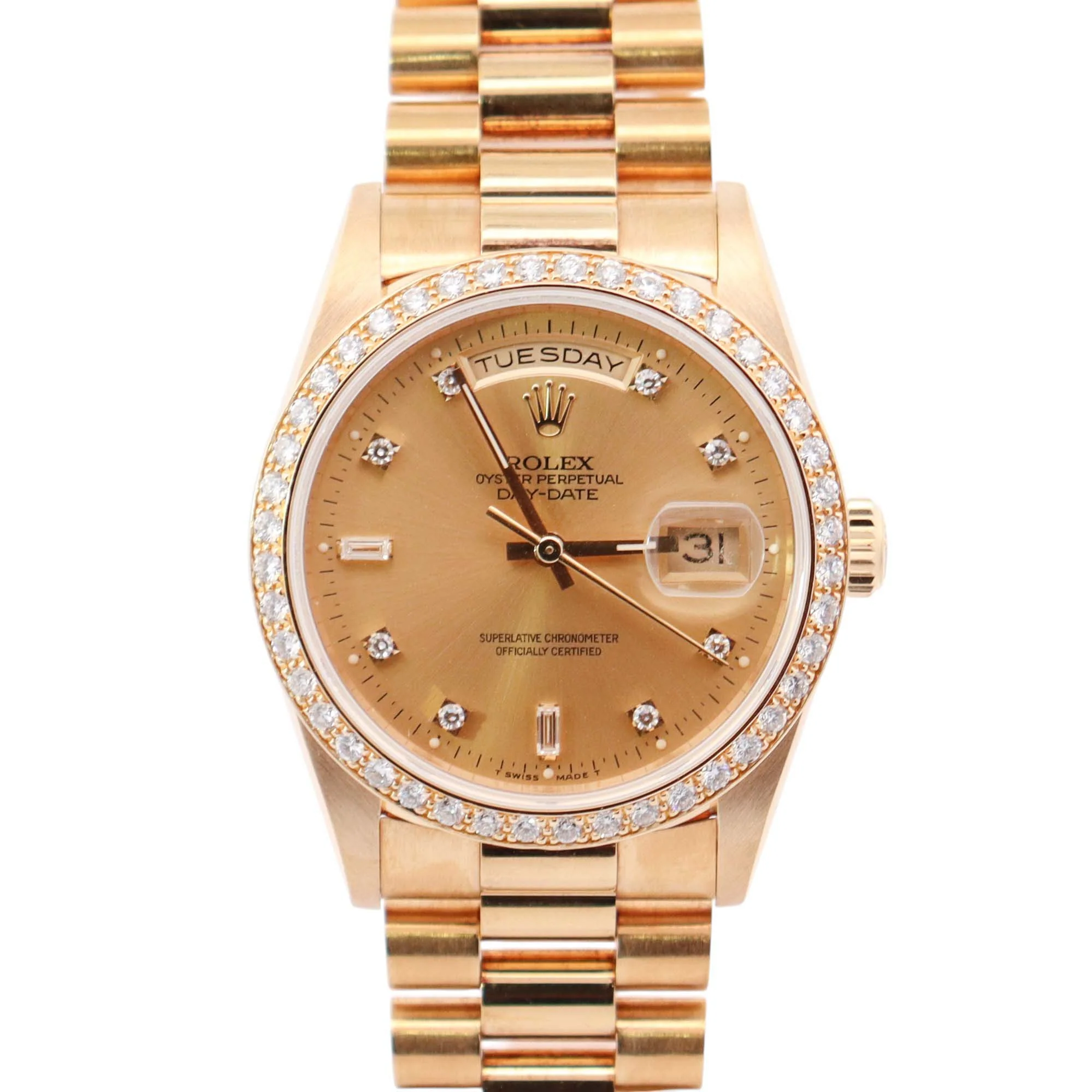 Rolex Day-Date 36mm Champagne Dial Watch Ref# 18348