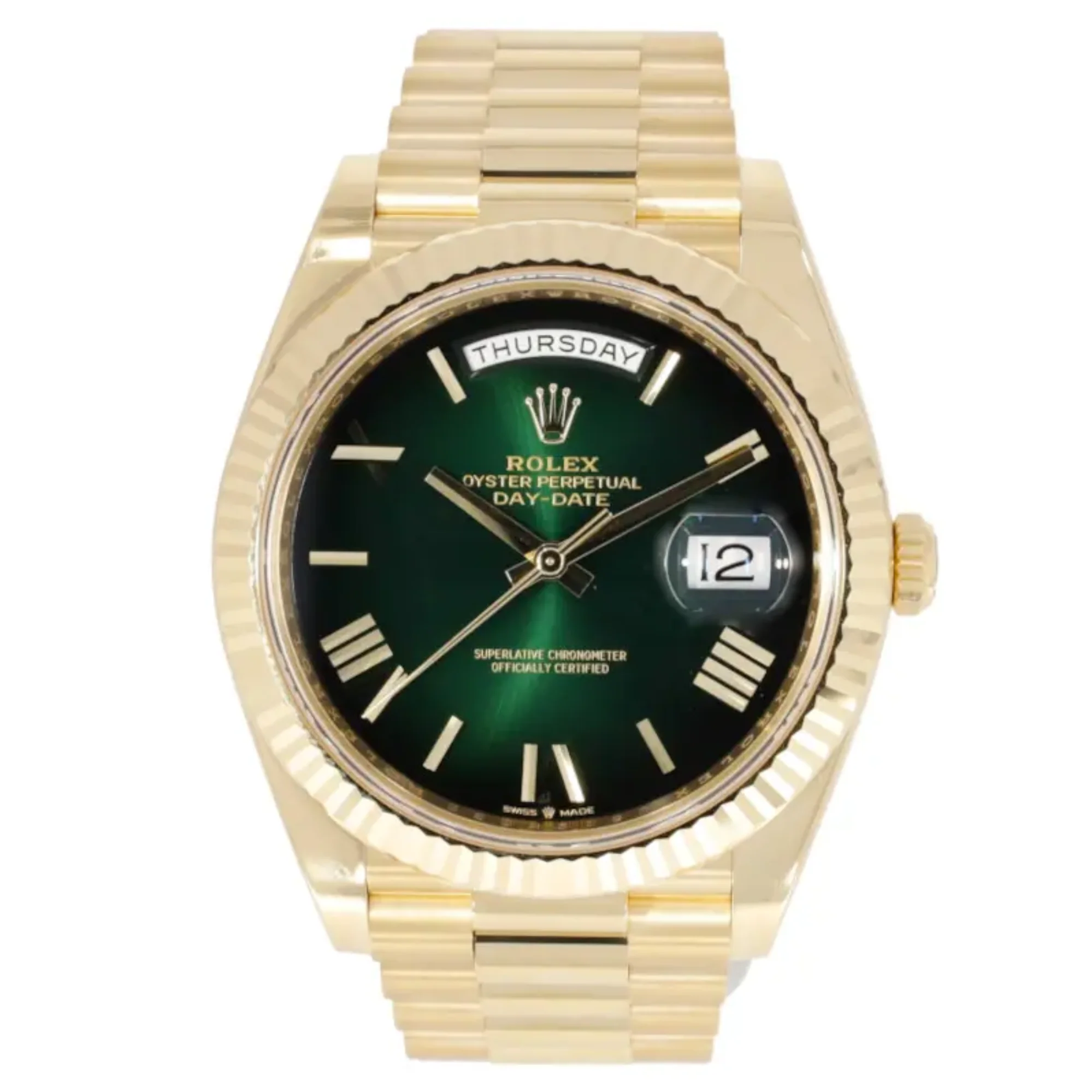 Rolex Day-Date 40mm Ombre Green Dial Watch Ref# 228238