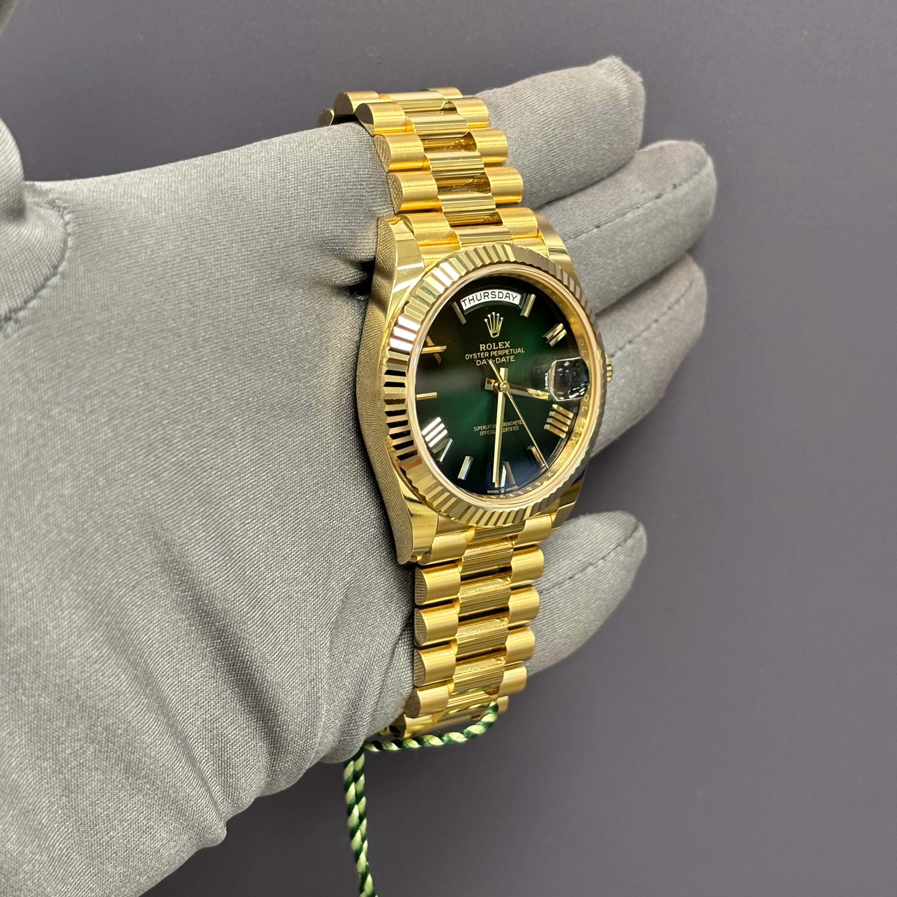 Rolex Day-Date 40mm Ombre Green Dial Watch Ref# 228238 - Image 3