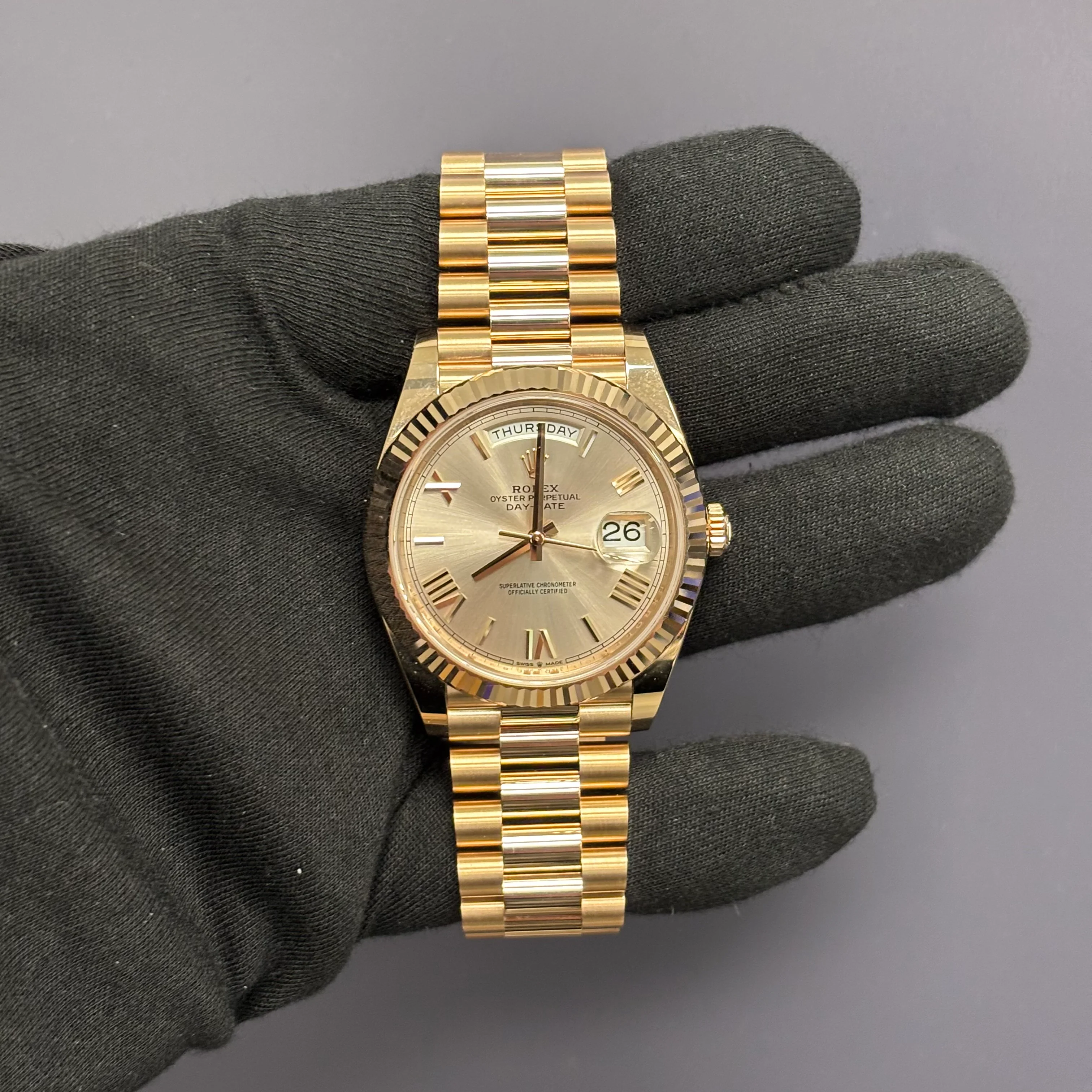 Rolex Day-Date 40mm Sundust Dial Watch Ref# 228235 - Image 2