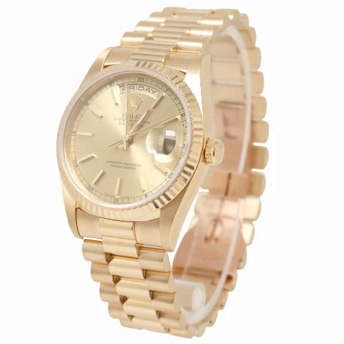 Rolex Day-Date Yellow Gold 36mm Champagne Stick Dial Watch Reference# 18238 - Image 2