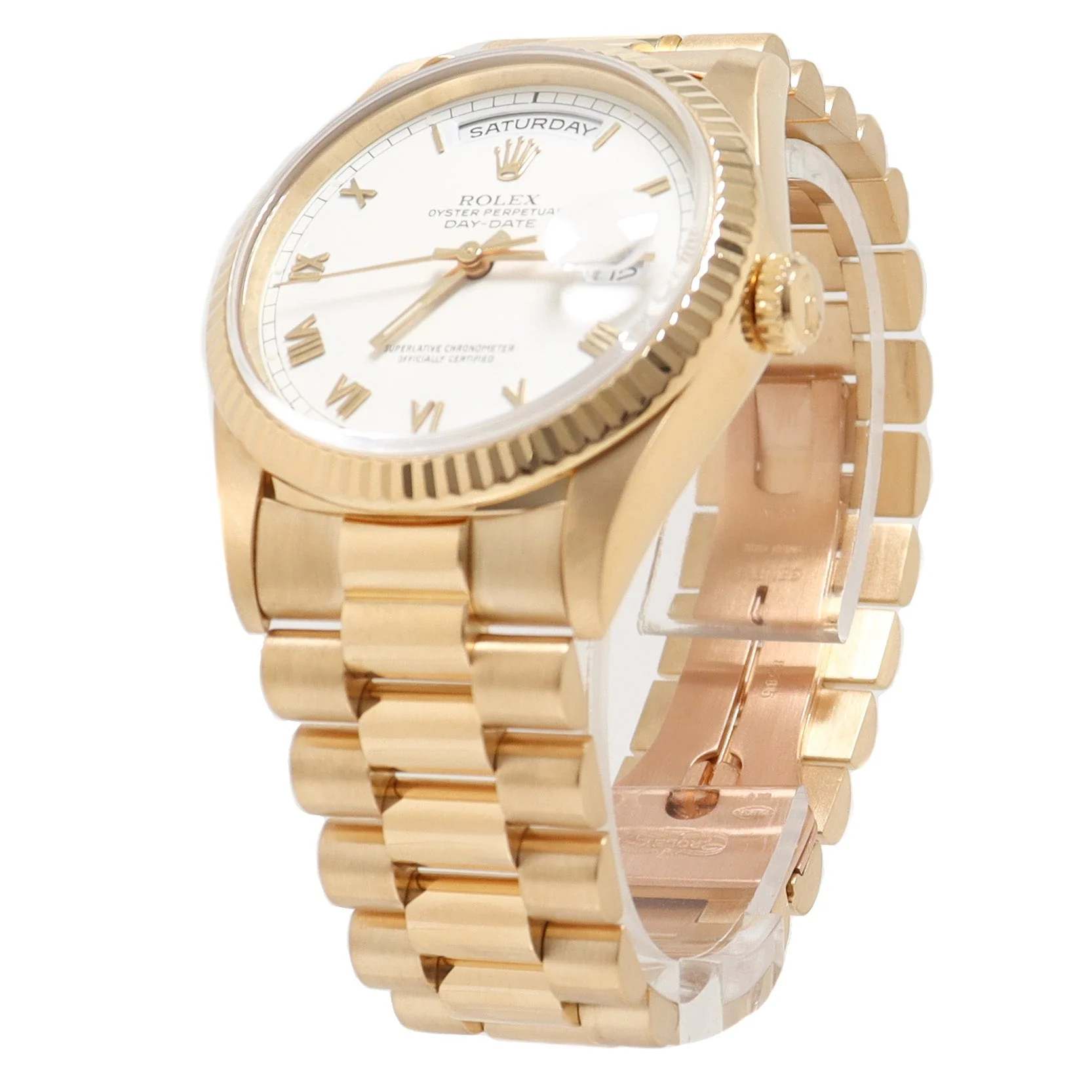 Rolex Day Date Yellow Gold 36mm White Roman Dial Watch Reference# 18238 - Image 2
