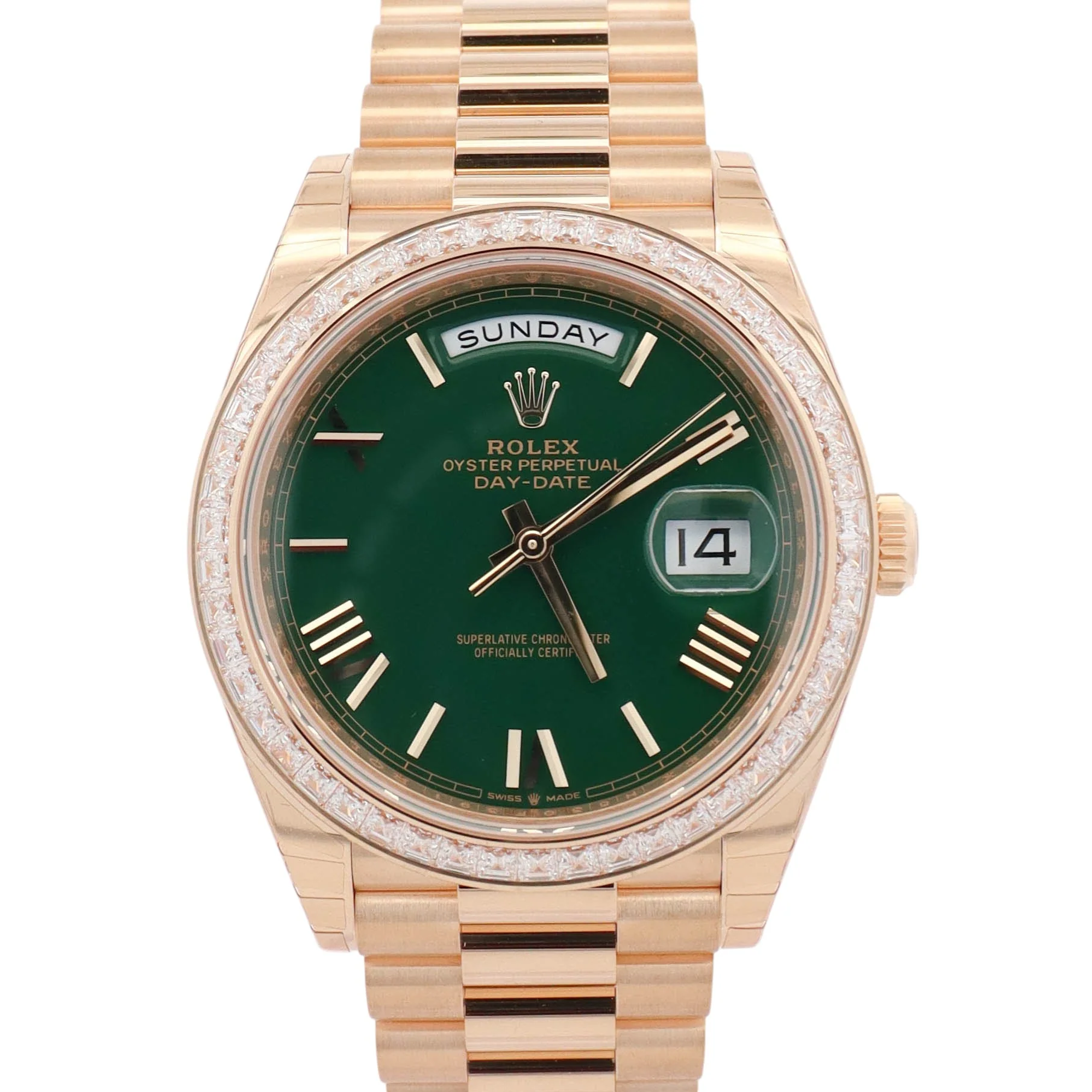 Rolex Day-Date Yellow Gold 40mm Green Dial Watch Ref# 228398TBR