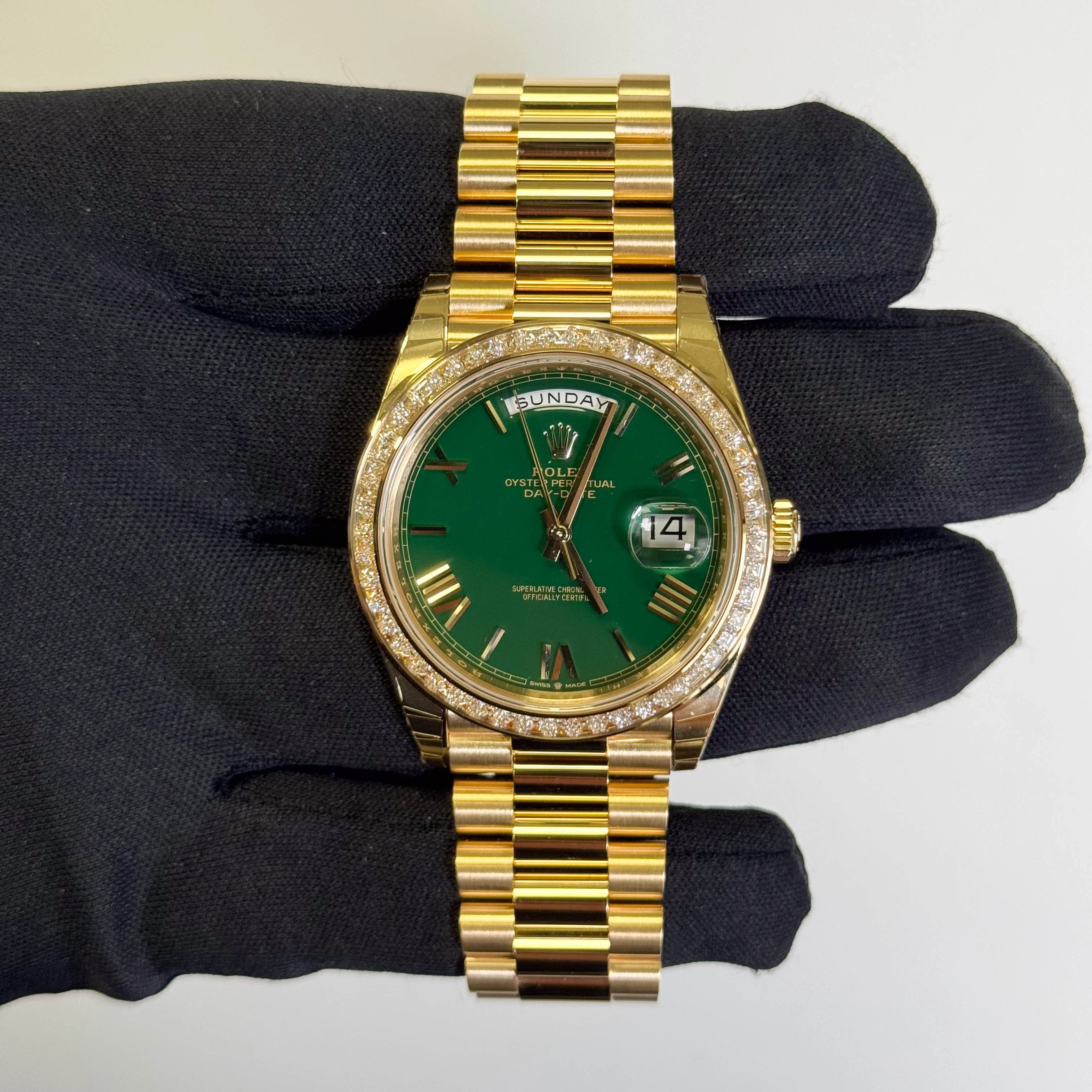 Rolex Day-Date Yellow Gold 40mm Green Dial Watch Ref# 228398TBR - Image 2