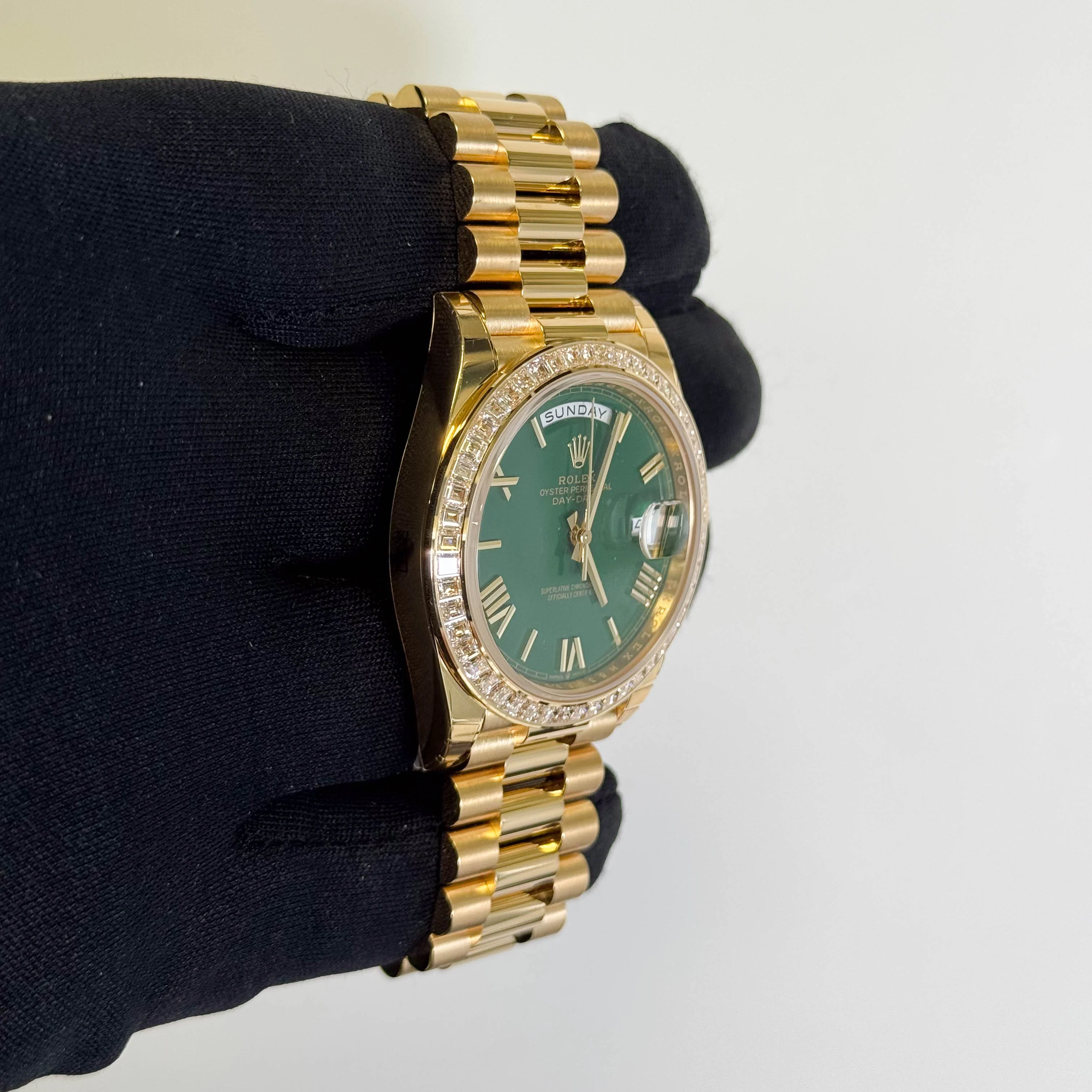Rolex Day-Date Yellow Gold 40mm Green Dial Watch Ref# 228398TBR - Image 3