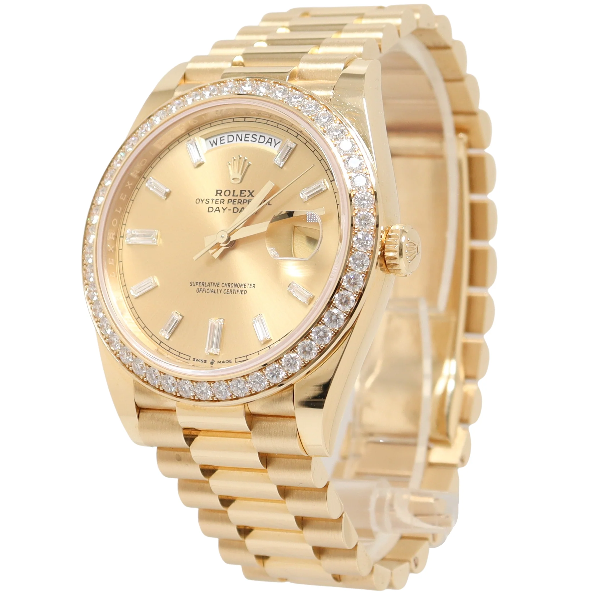 Rolex Day-Date 40mm Yellow Gold Champagne Baguette Dial Watch Reference# 228348RBR - Image 2