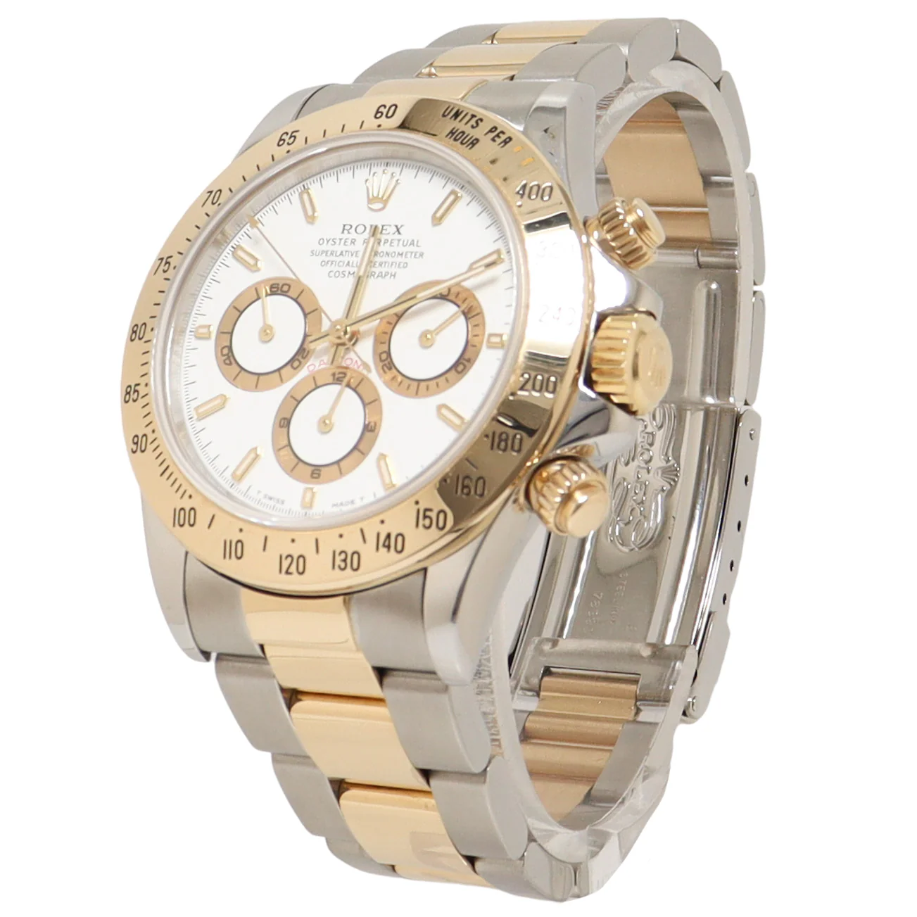 Rolex Daytona Two Tone Yellow Gold & Steel 40mm White Chronograph Dial Watch Reference#: 16523 - Image 2
