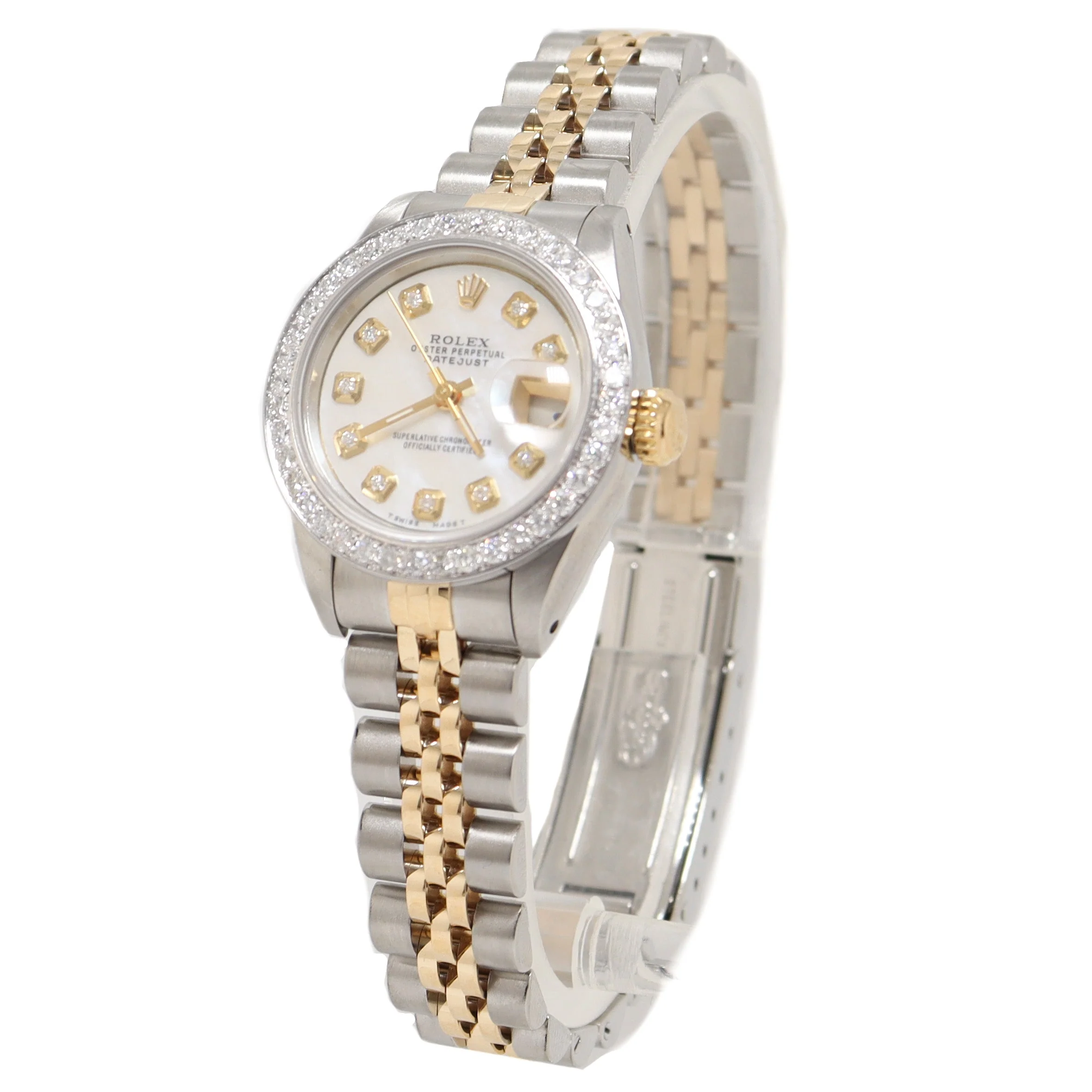 Rolex Ladies Datejust Yellow Gold & Stainless Steel 26mm Custom White MOP Diamond Dial Watch Reference# 179163 - Image 2