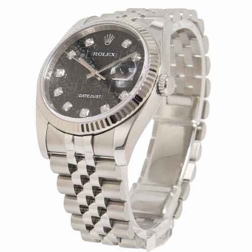 Rolex Men's Datejust Stainless Steel 36mm Black Jubilee Diamond Dial Watch Reference# 116234 - Image 2