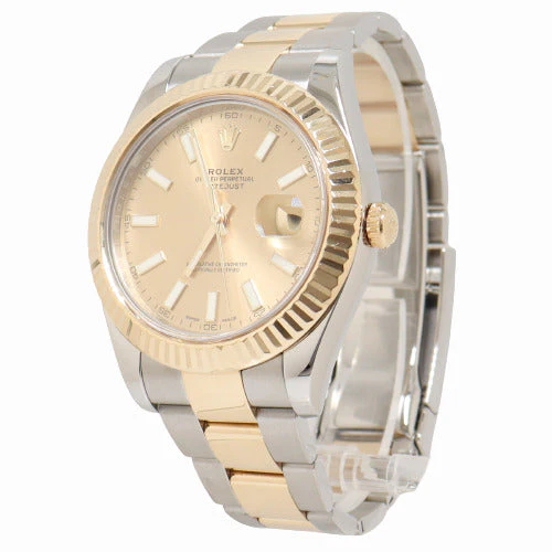 Rolex Mens Datejust Yellow Gold & Stainless Steel 41mm Champagne Stick Dial Watch Reference# 116333 - Image 2