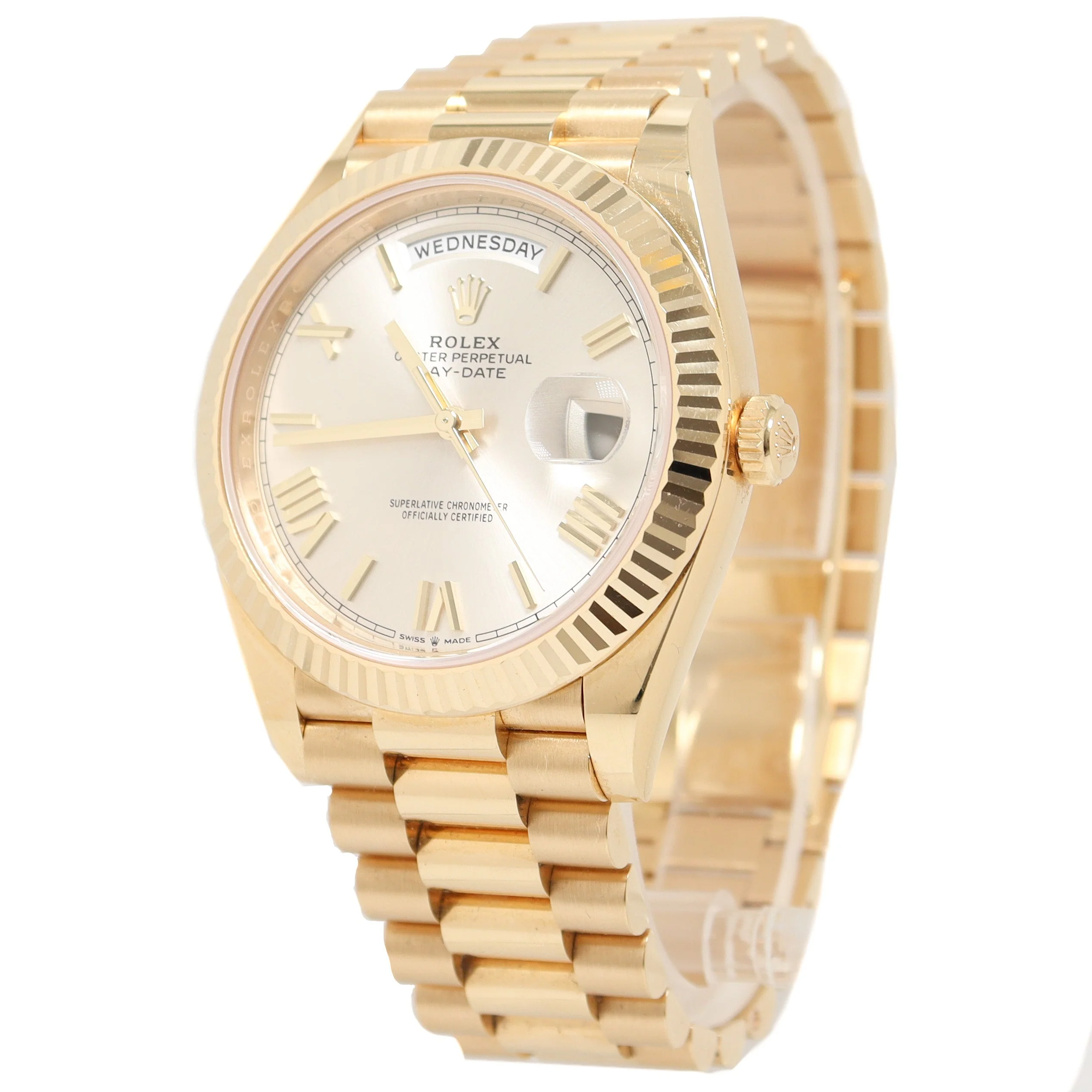 Rolex Men's Day Date Yellow Gold 40mm Silver Roman Dial Watch Reference# - Image 2