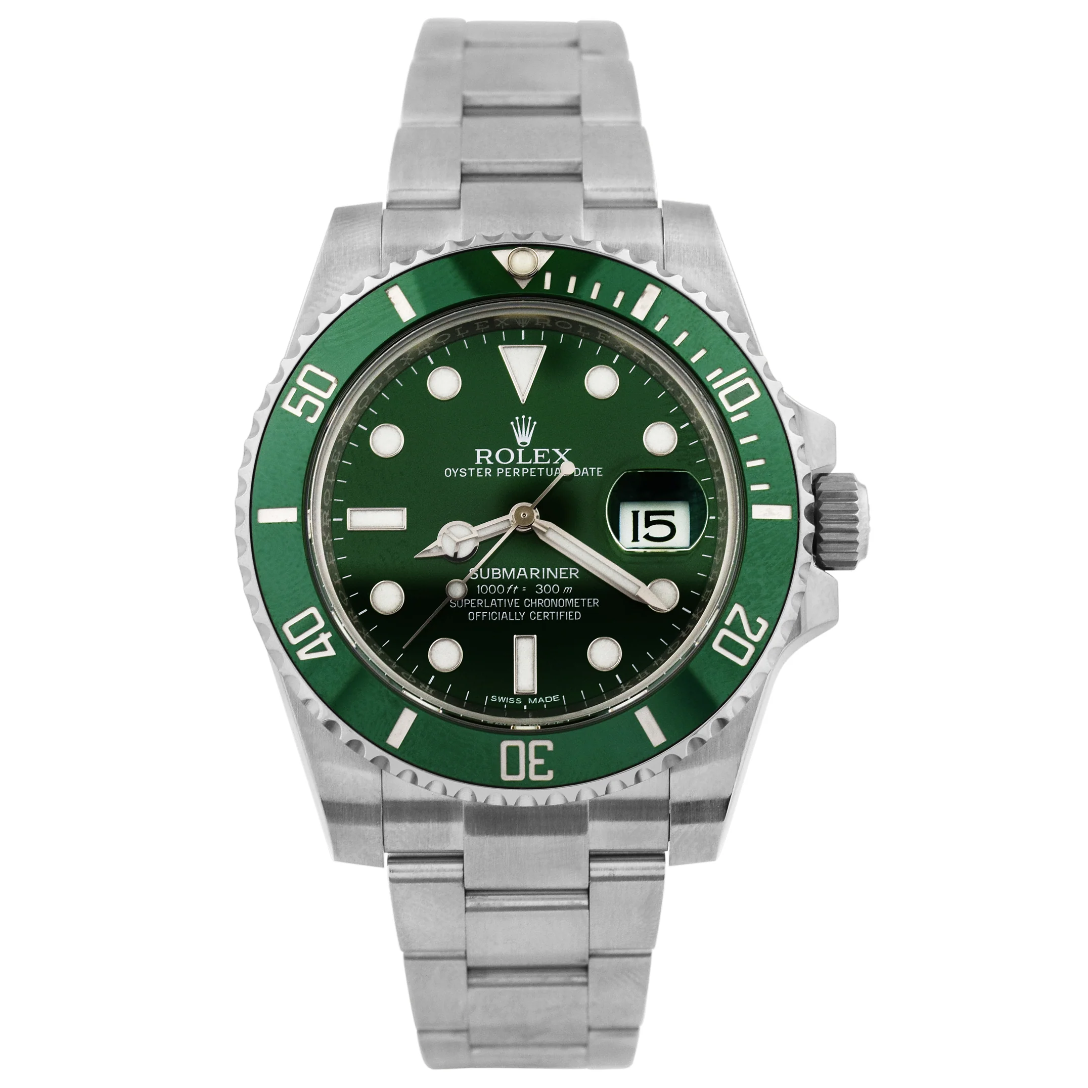 Rolex Men's Submariner "Hulk" Stainless Steel 40mm Green Dot Dial Watch Reference #: 116610LV