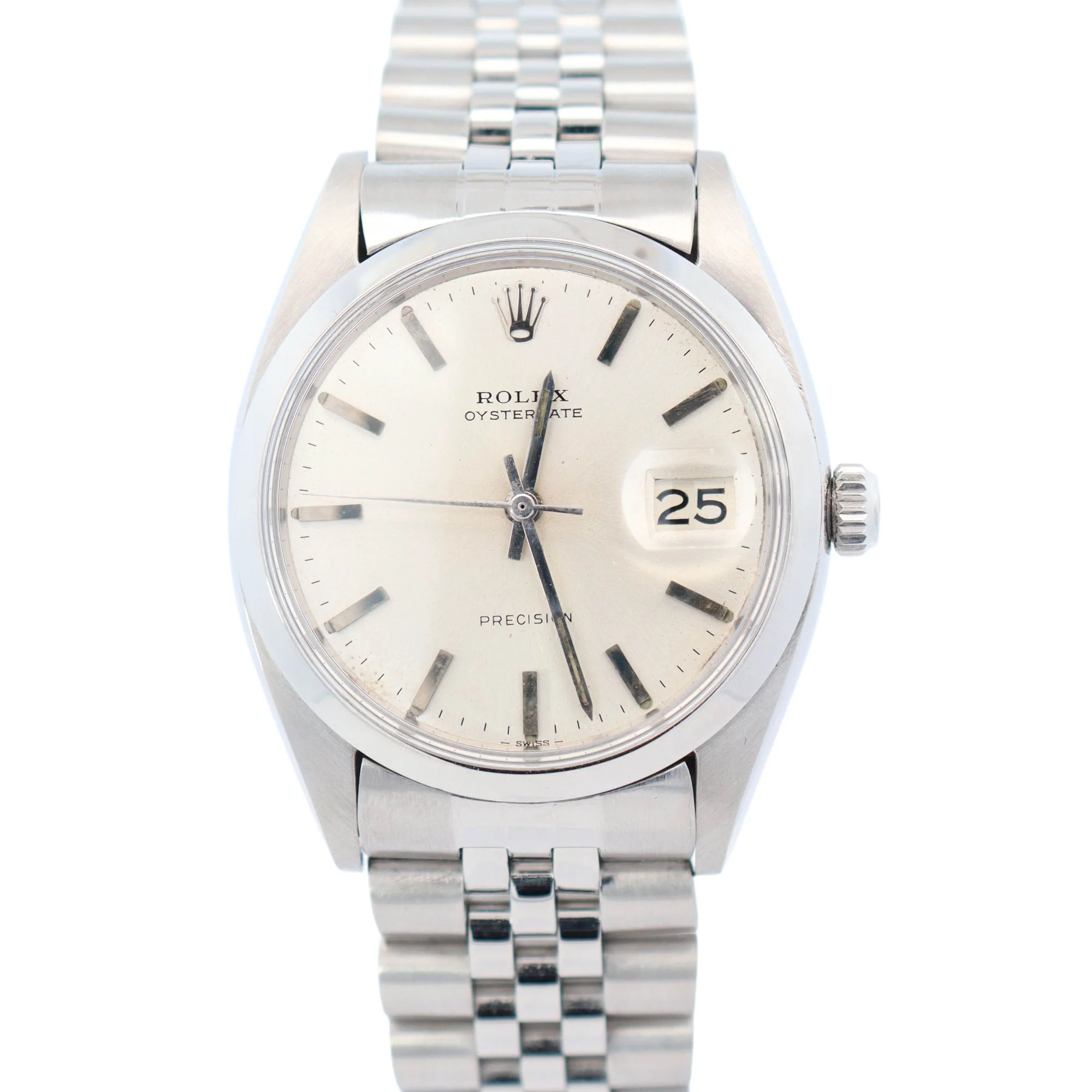 Rolex Oysterdate 34mm Silver Dial Watch Ref# 2618