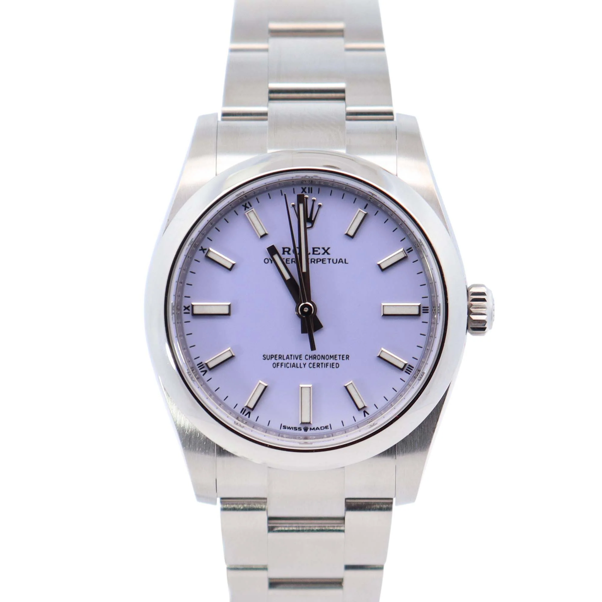 Rolex Oyster Perpetual 34mm Lavender Dial Watch Ref# 124200