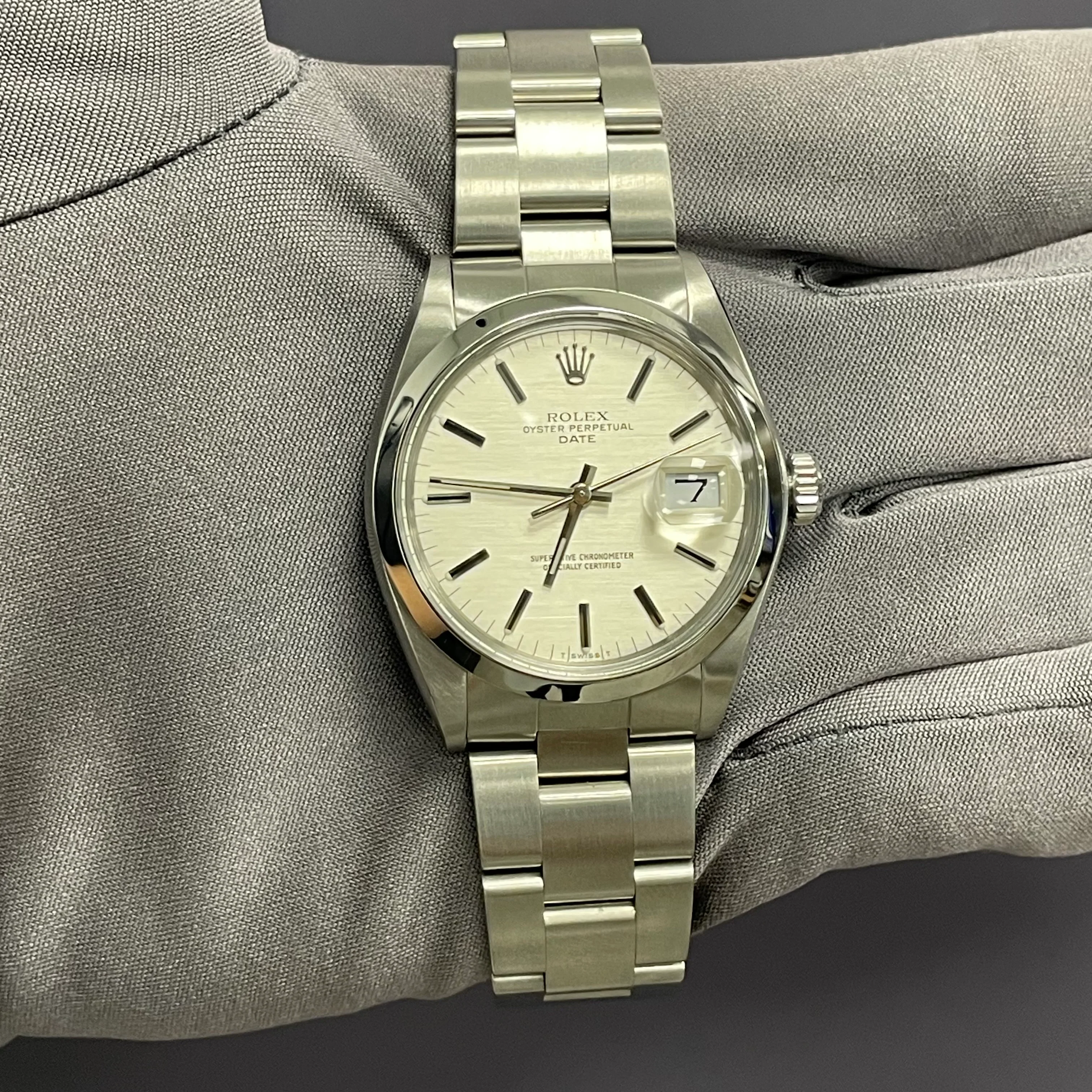 Rolex Oyster Perpetual 34mm Silver Dial Watch Ref# 1500 - Image 2