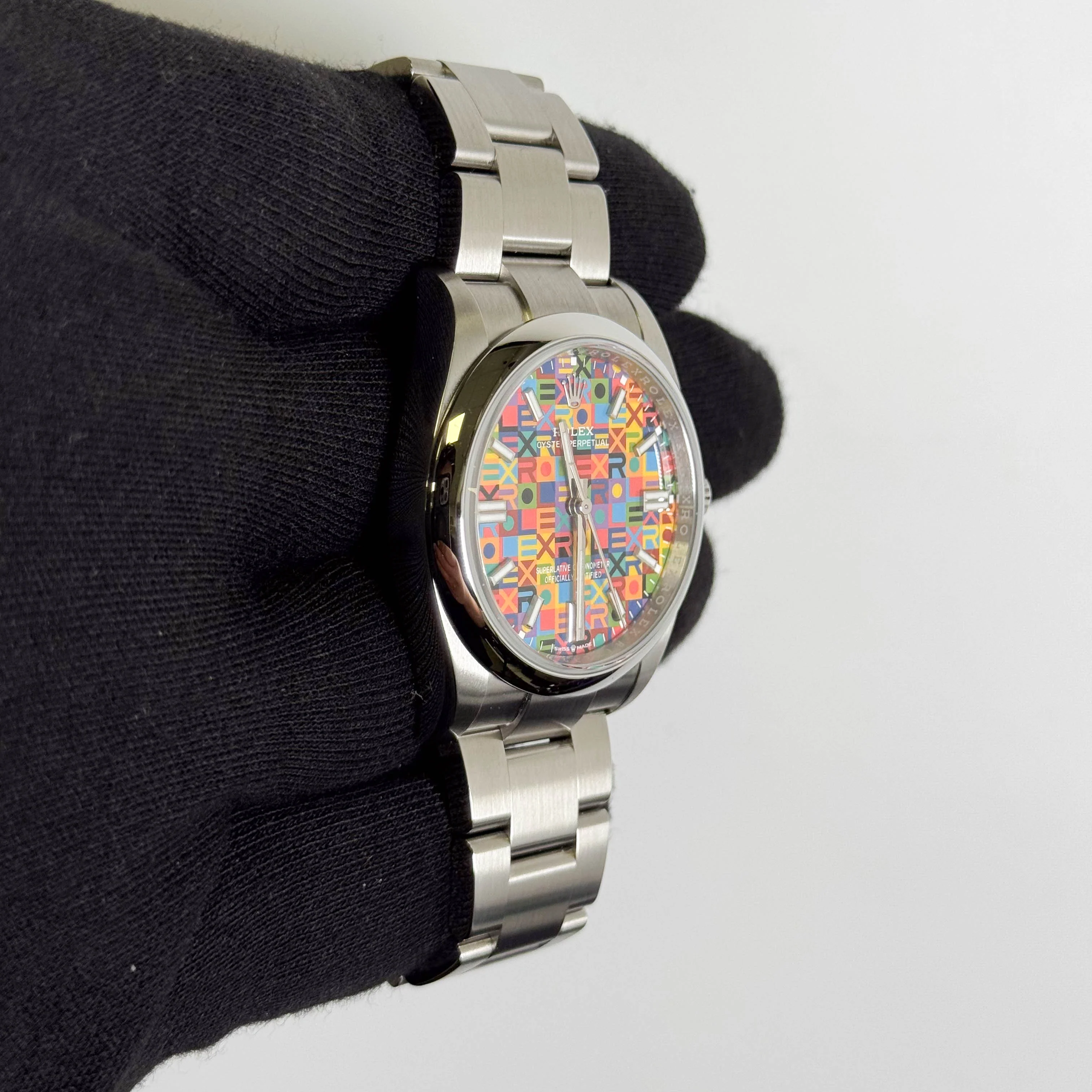 Rolex Oyster Perpetual 36mm 100 Multicolored Jubilee Motif Dial Watch Ref# 126000 - Image 3