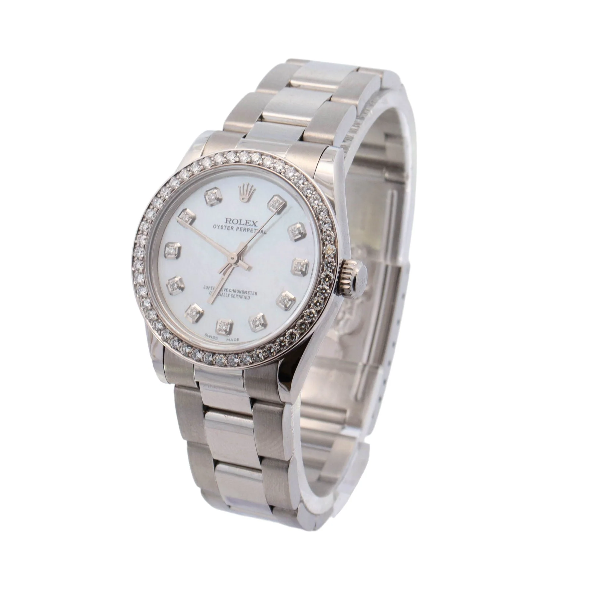 Rolex Oyster Perpetual Stainless Steel 31mm MOP Diamond Dot Dial Watch Reference #: 67480 - Image 2