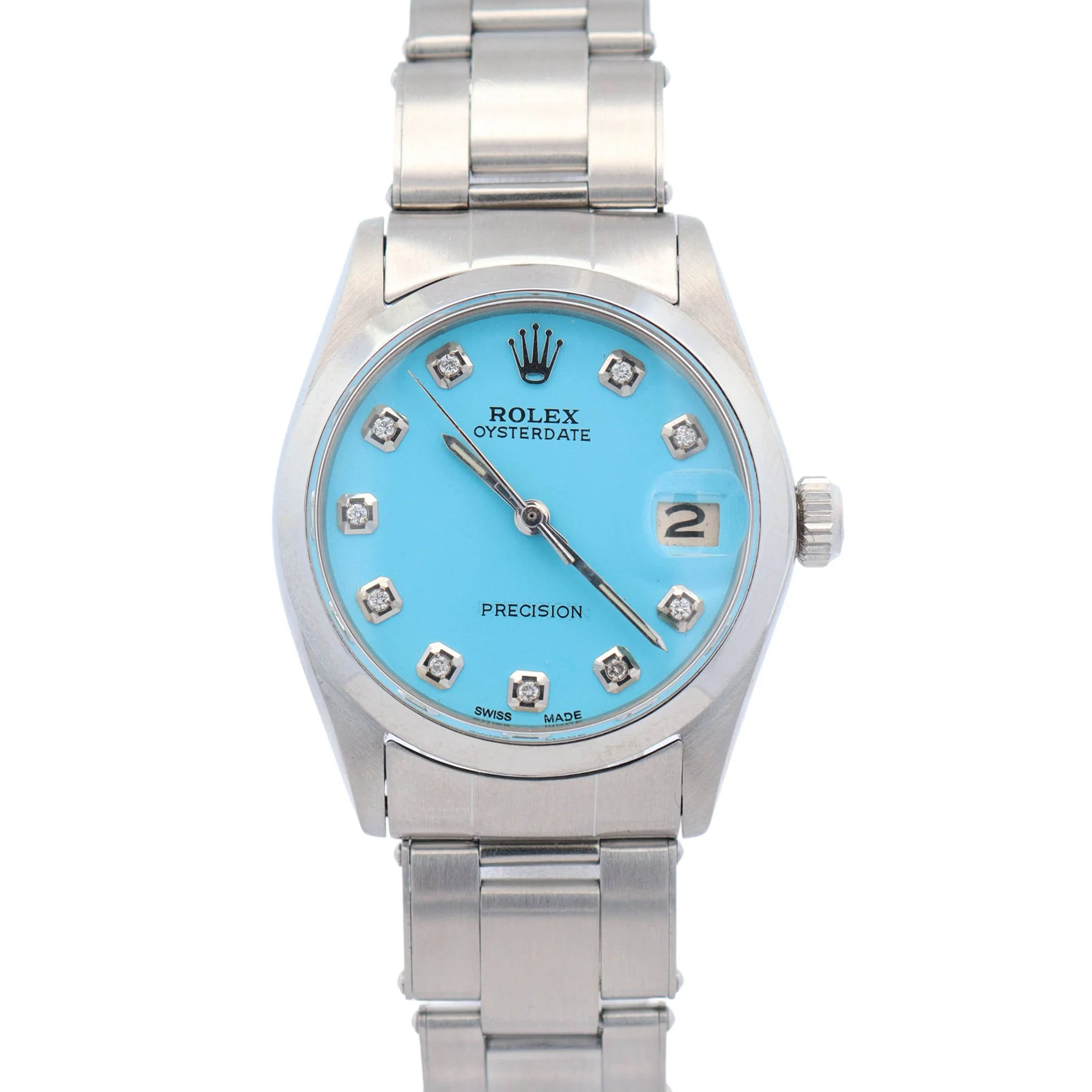 Rolex Oysterdate 31mm Turquoise Dial Watch Ref# 6466