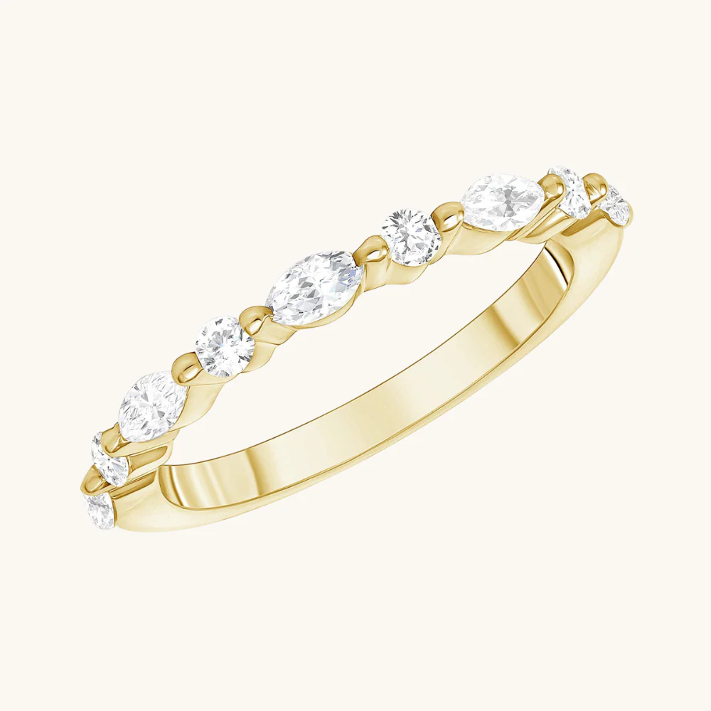 Round + Marquise Diamond Shared Prong Band - Image 5