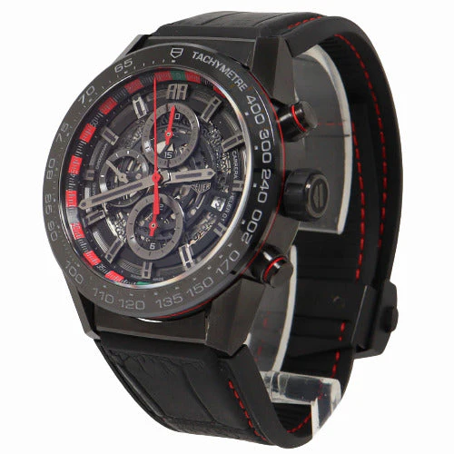 Tag Heuer Mens Carrera Black Stainless Steel 45mm Skeleton Dial Watch Reference# CAR2A1G.FC6400 - Image 2
