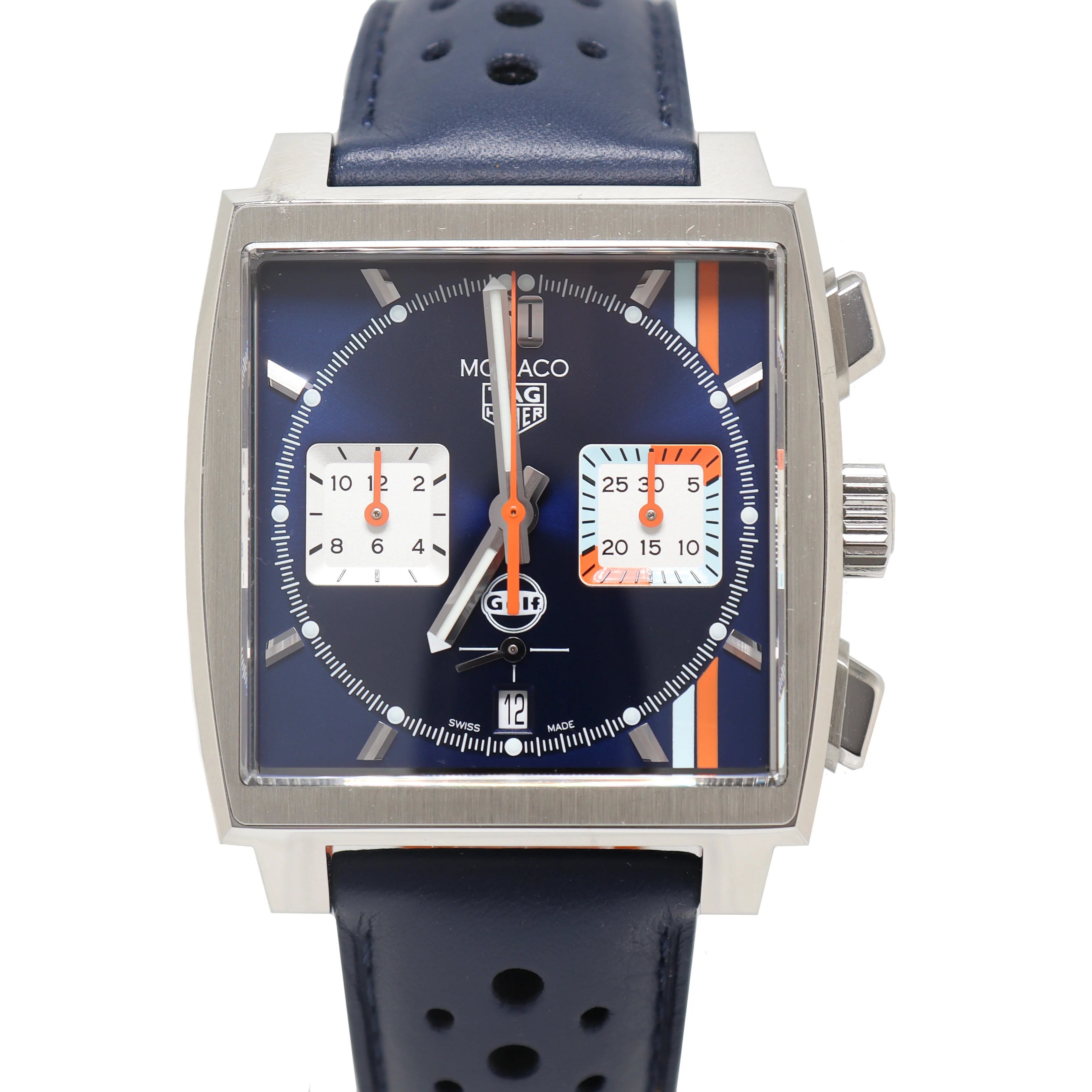Tag Heuer Monaco X Gulf Stainless Steel 39mm Sunray Brushed Dial Watch Reference# CBL2115.FC6494