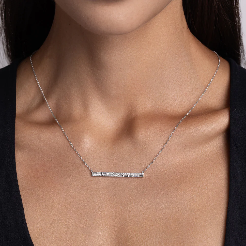 The Diamond Baguette Bar Necklace - Image 2