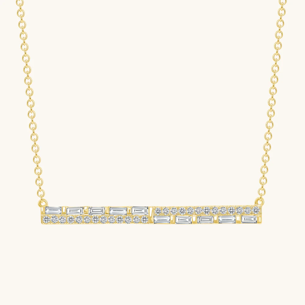 The Diamond Baguette Bar Necklace - Image 3