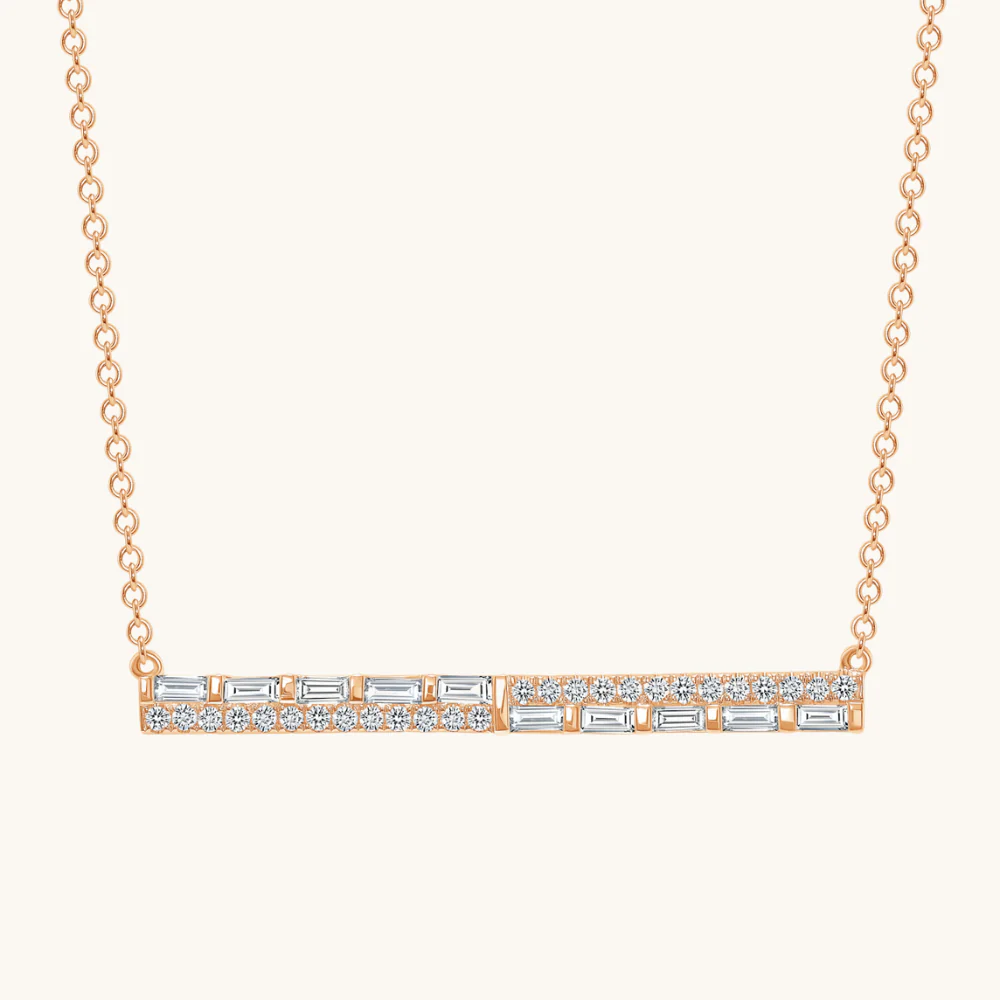 The Diamond Baguette Bar Necklace - Image 4