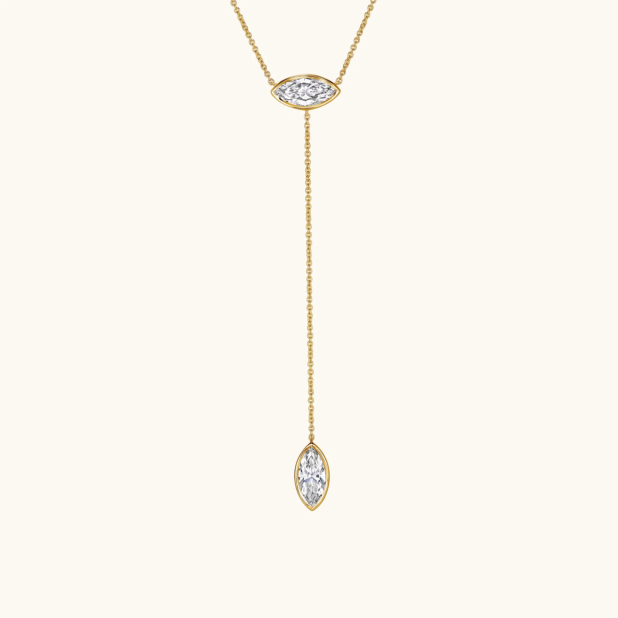The Double Marquise Lab Diamond Lariat Necklace